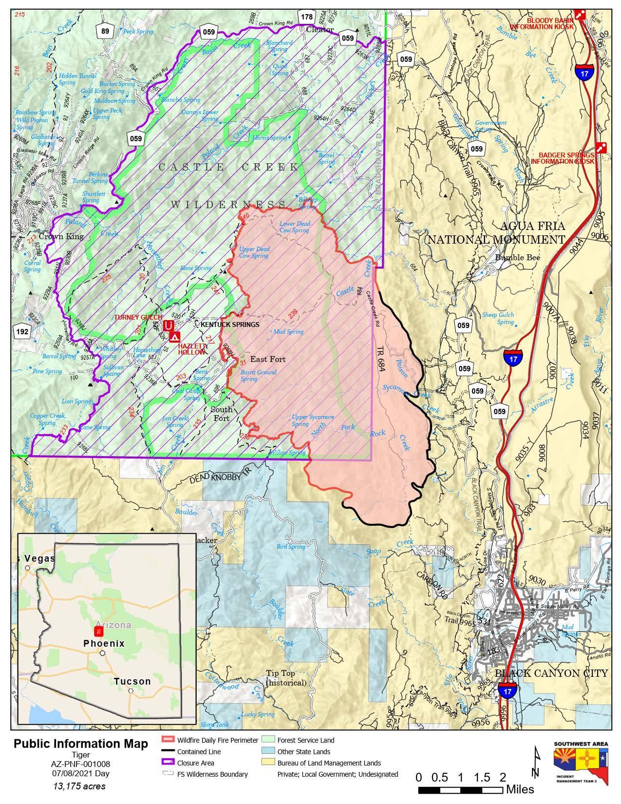 Tiger Fire Public Information Map 7-8-21