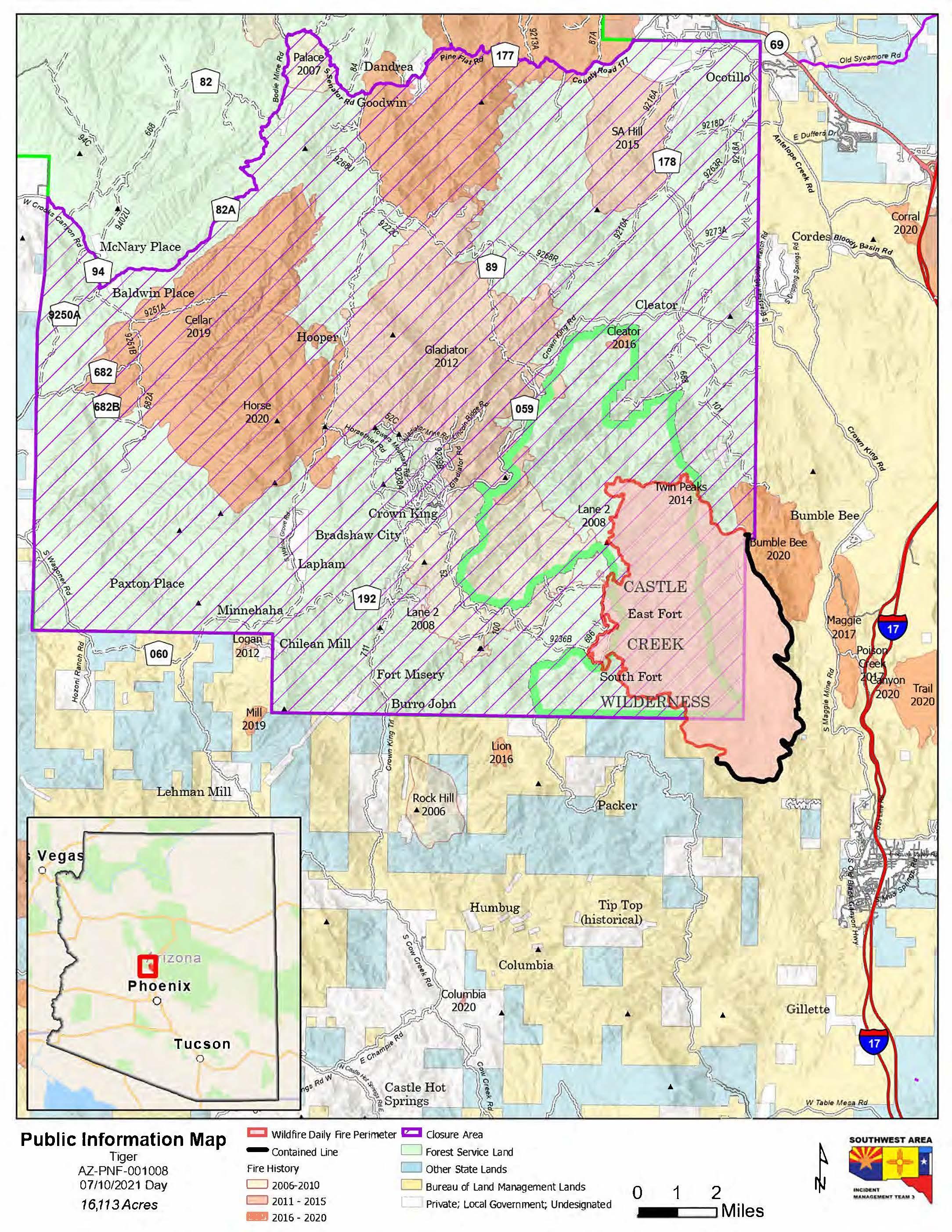 Tiger Fire Public Information Map 7-10-21