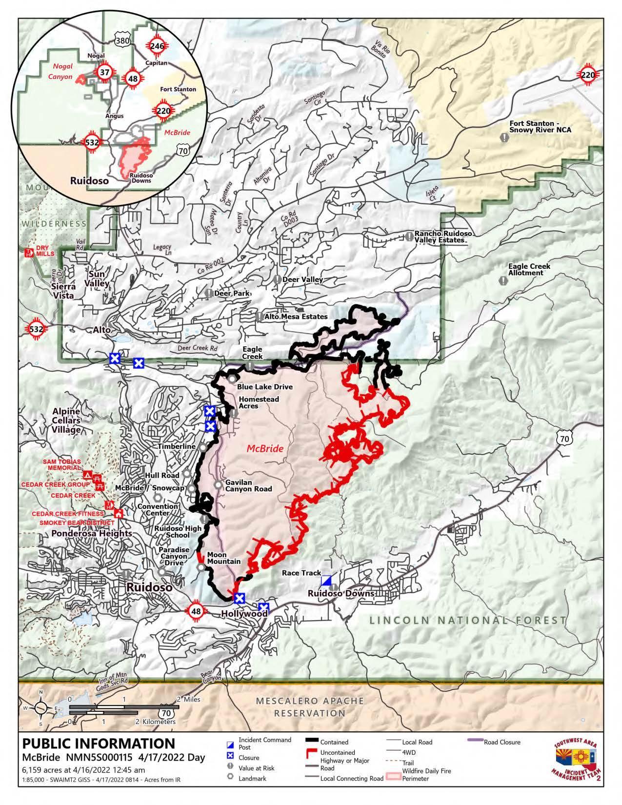 McBride Fire Map April 17, 2022