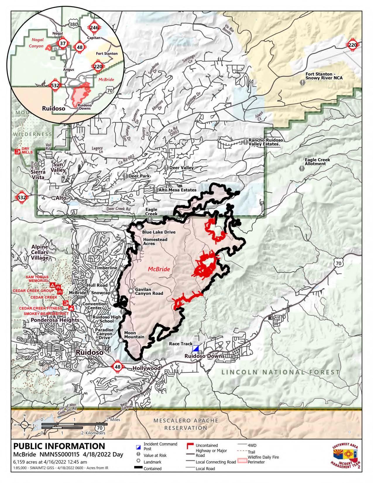 McBride Fire Map April 18, 2022