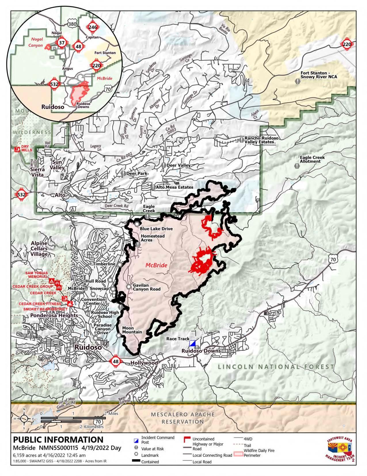 McBride Fire Map April 19, 2022