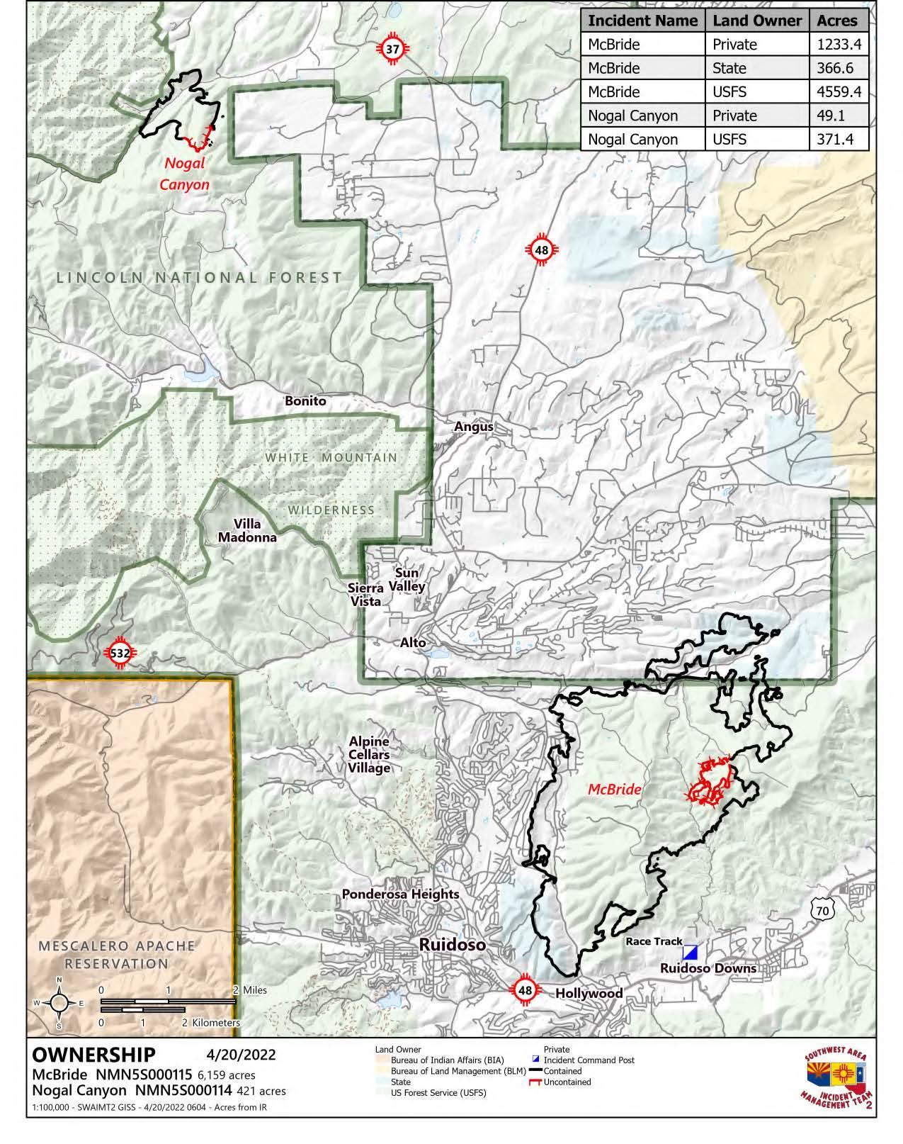 Nogal Canyon Fire Ownership Map