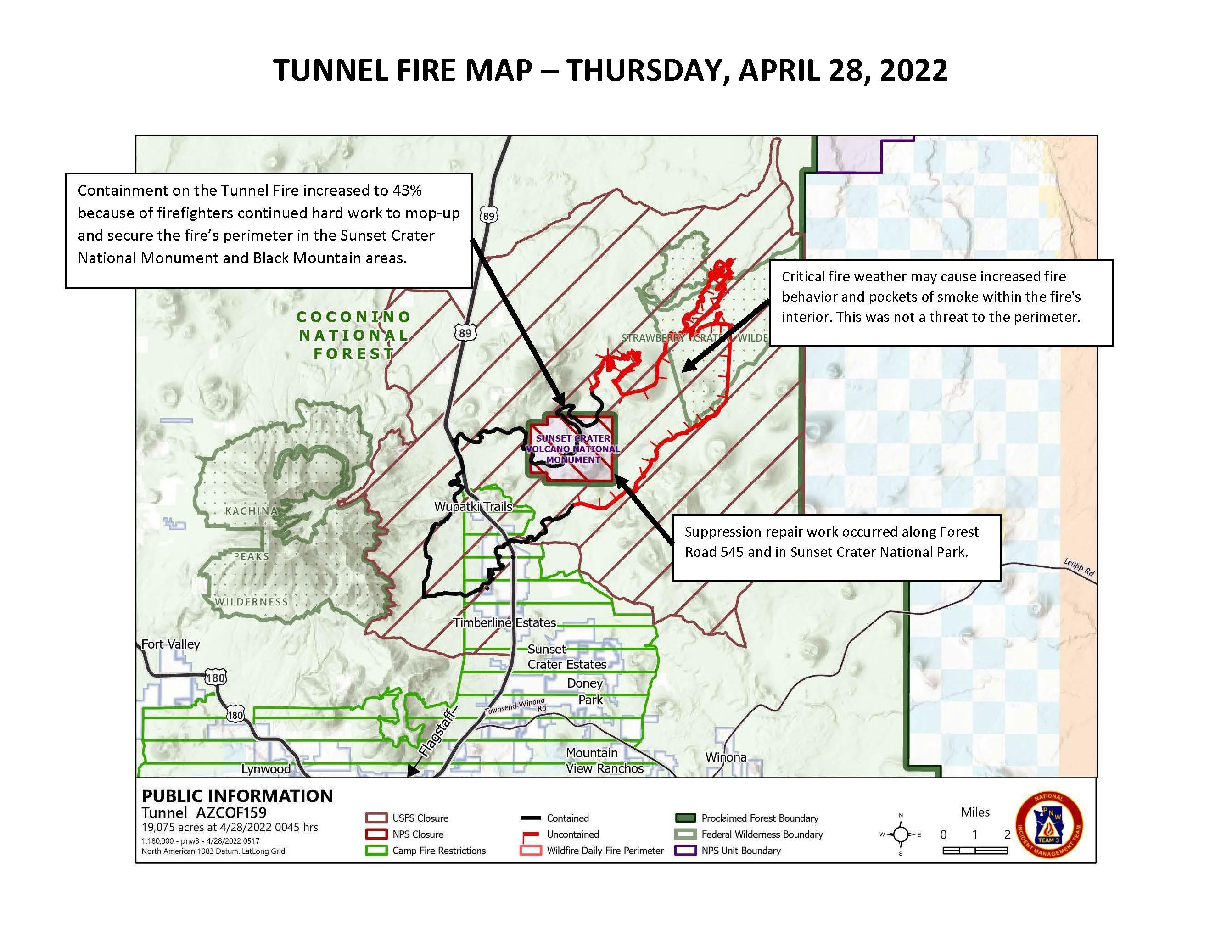 Tunnel Fire Map April 28, 2022