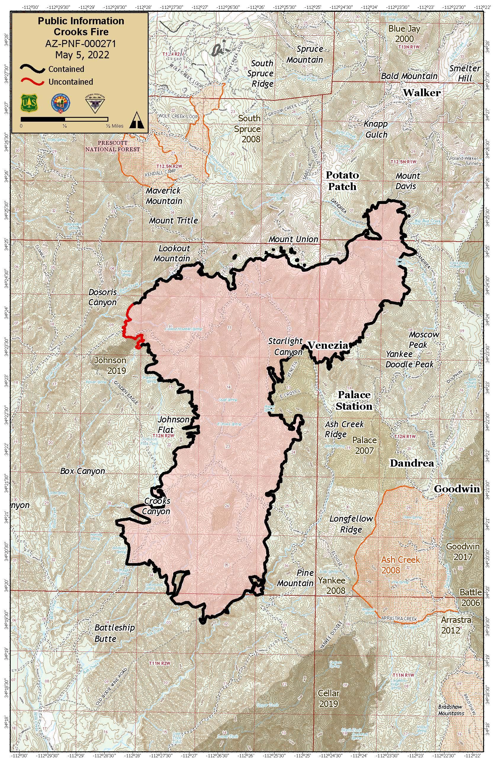 Thursday May 5, 2022 Crooks Fire Map