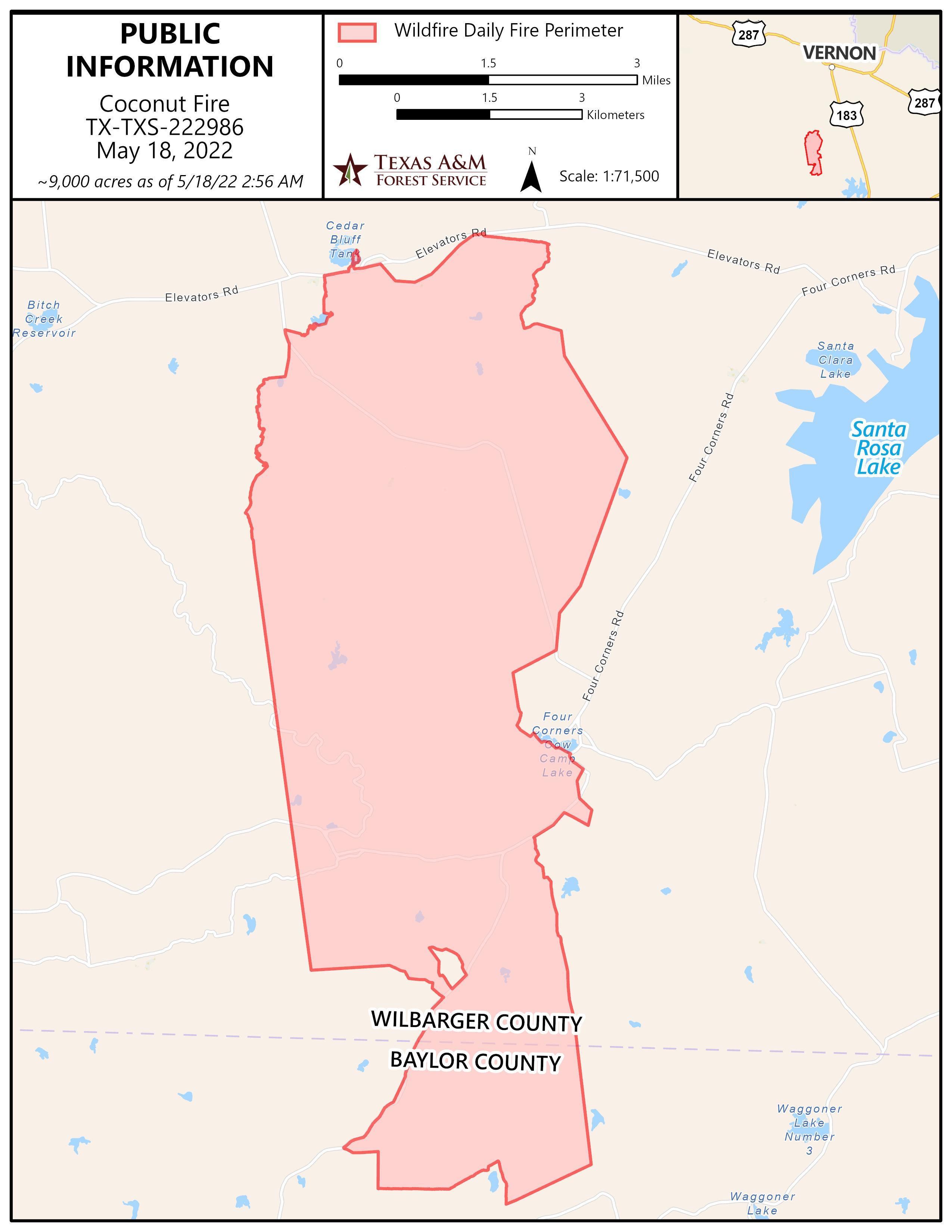 Coconut Fire perimeter map: May 18, 2022