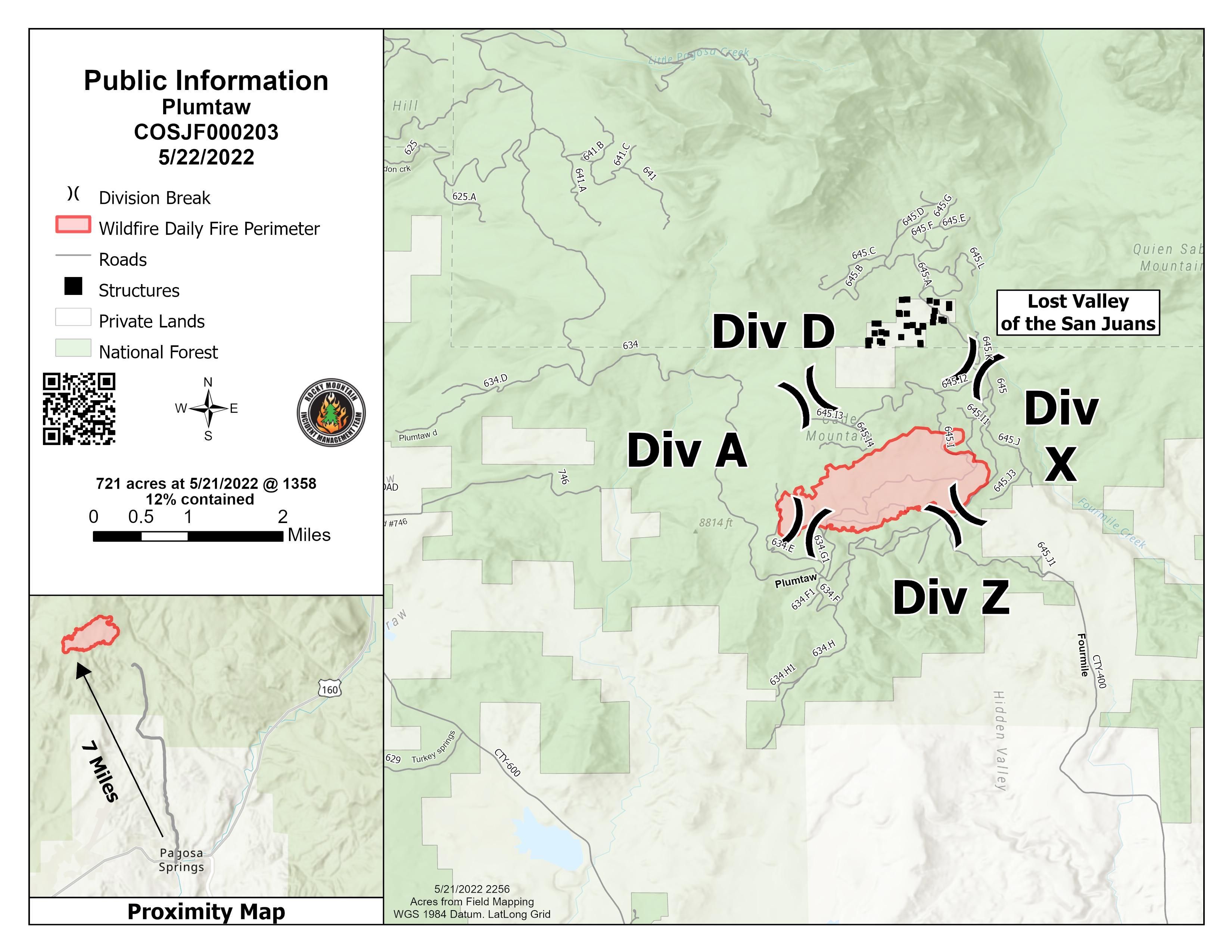 Map of Plumtaw Fire for May 22
