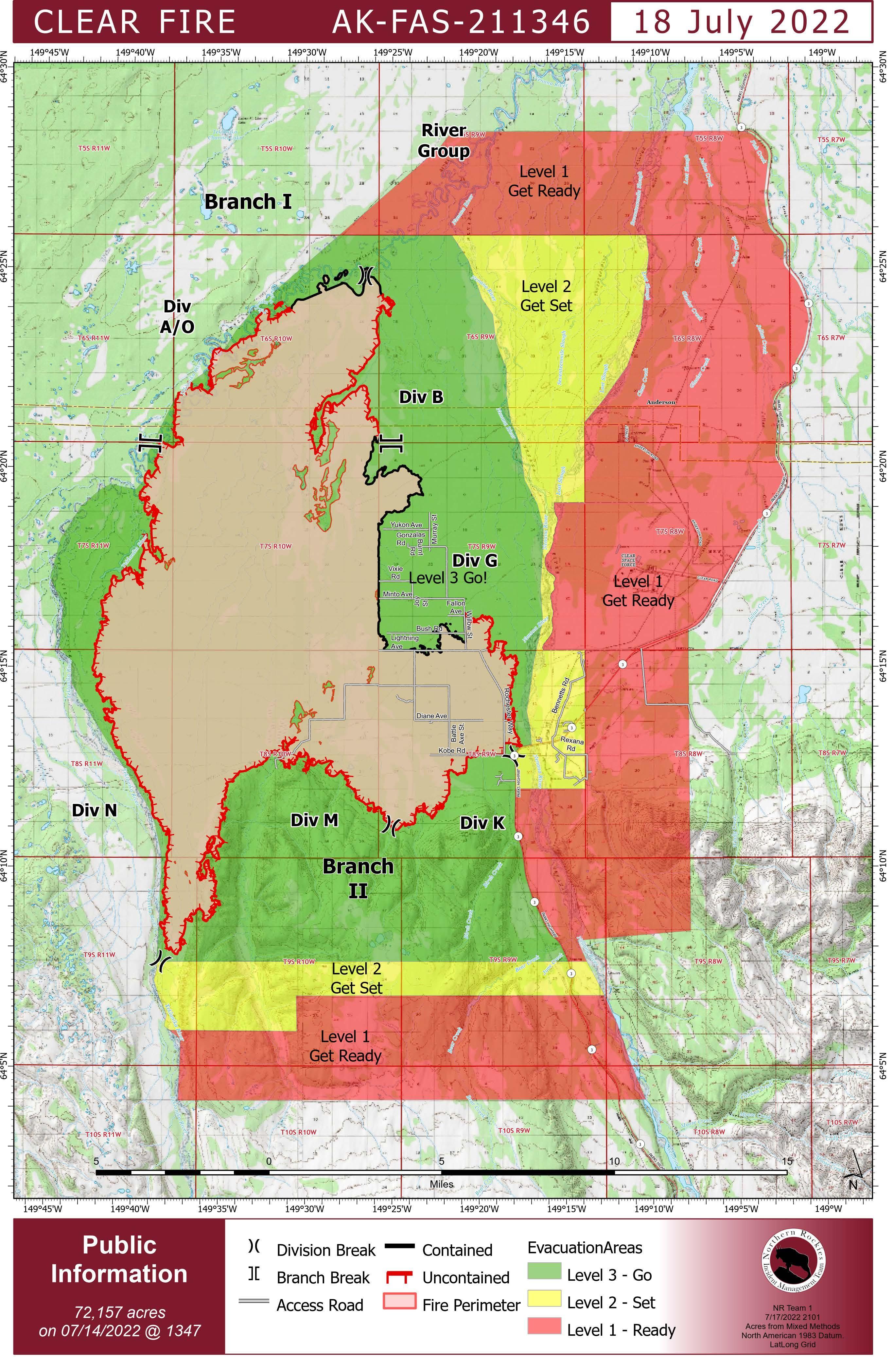 Clear Fire Map for July 18, 2022