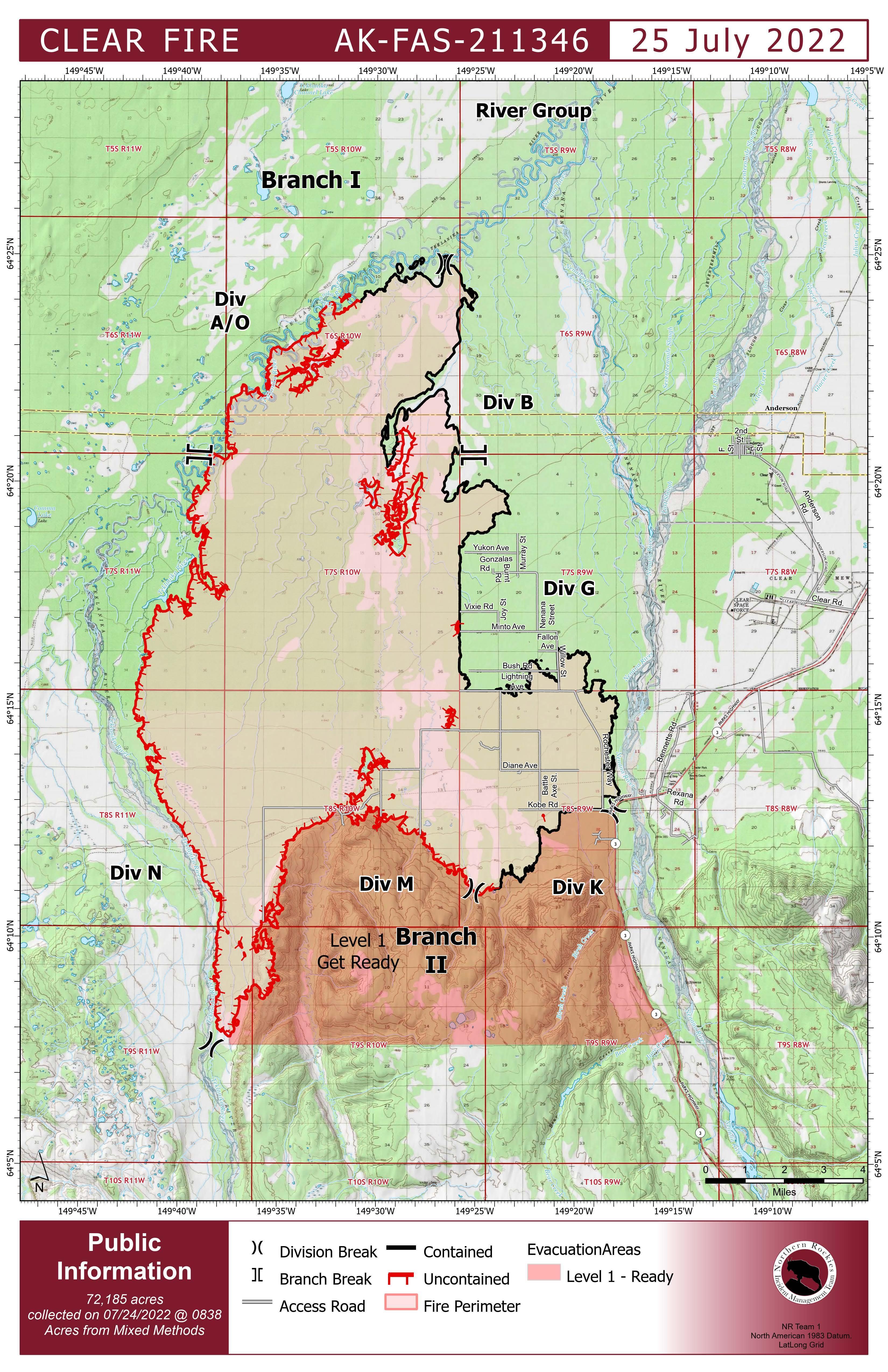 Clear Fire Map for July 25, 2022