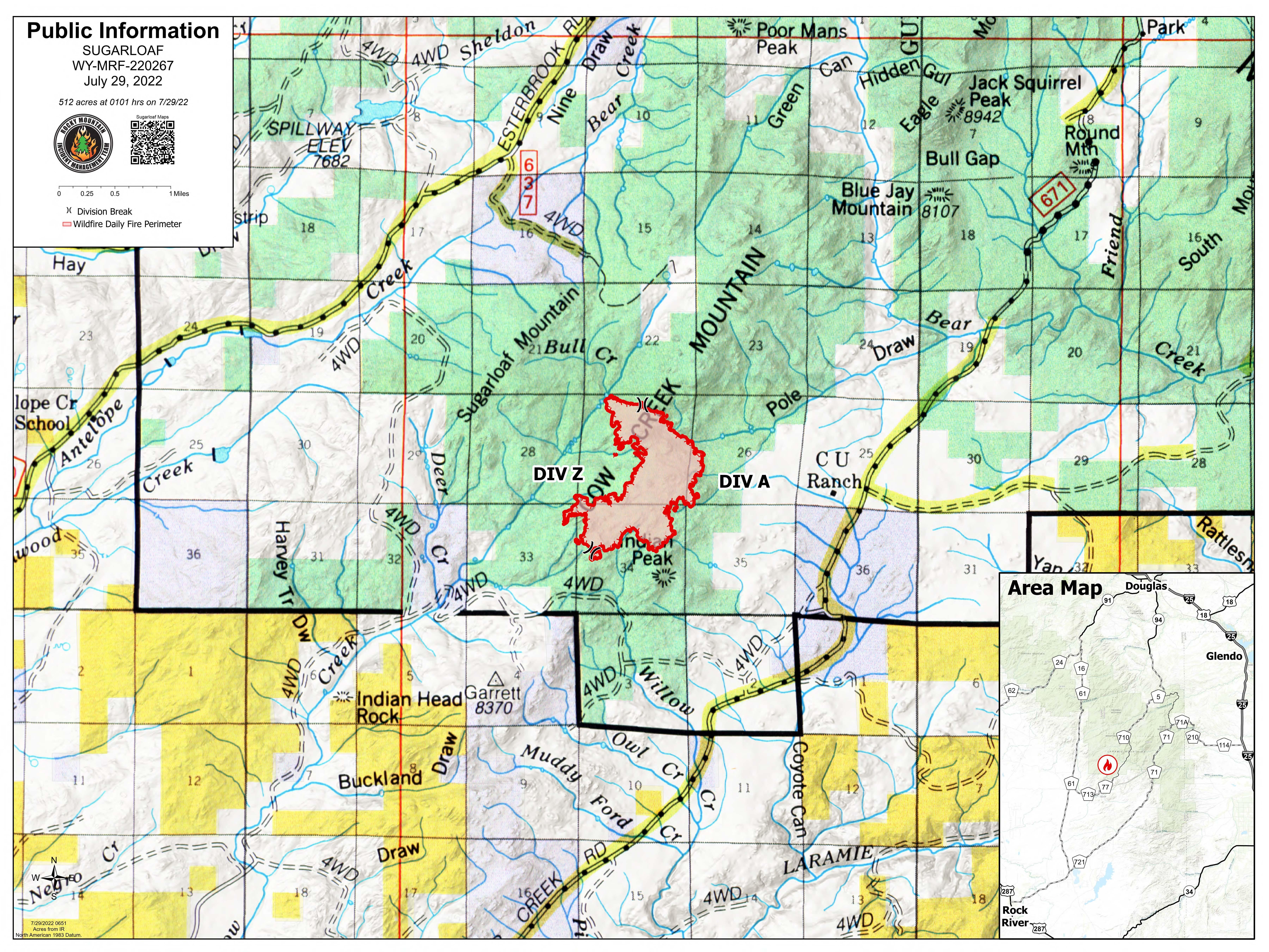 Sugarloaf Fire Pubic Information Map for July 29