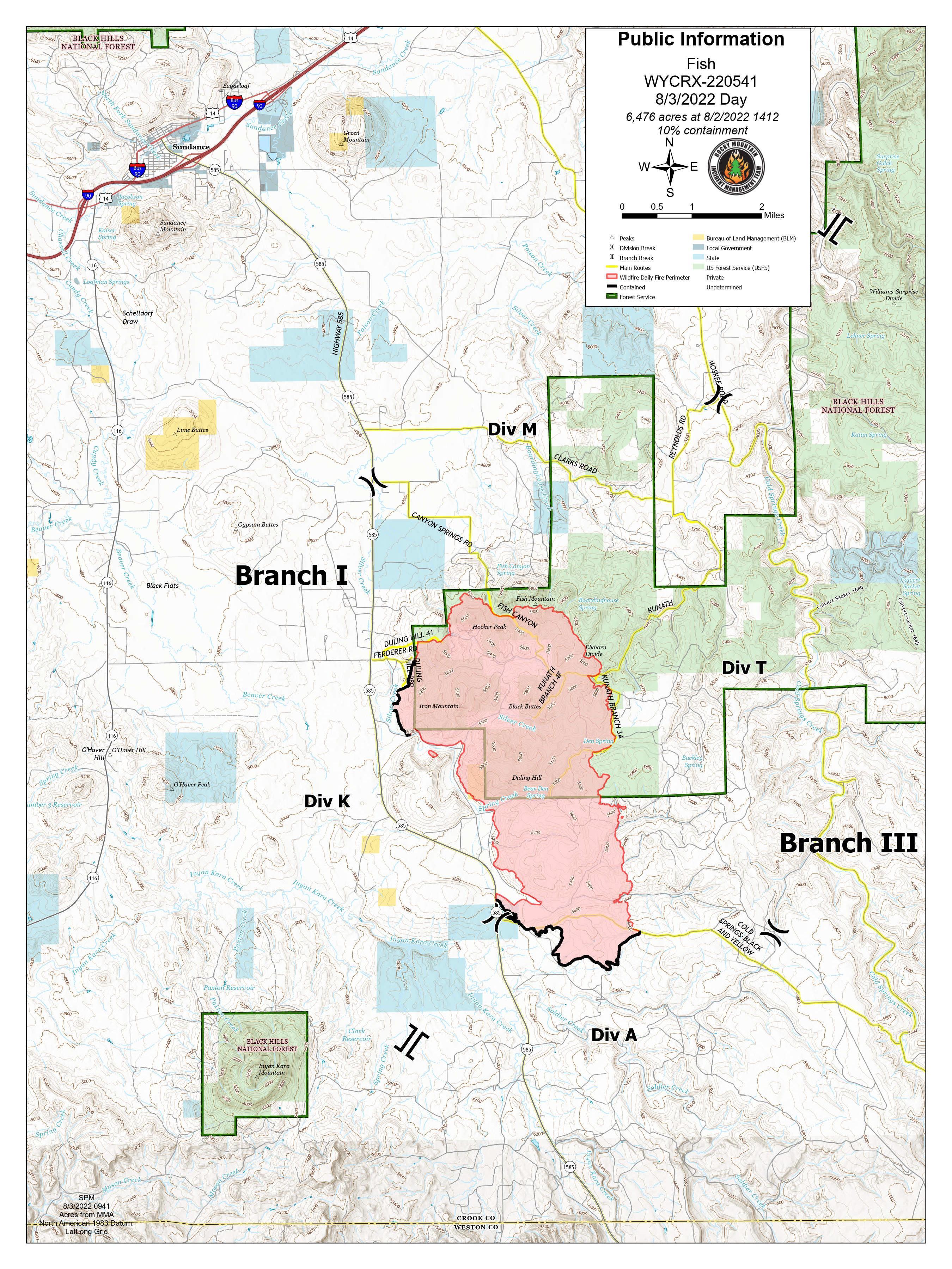 Fish Fire map, Wednesday, August 3