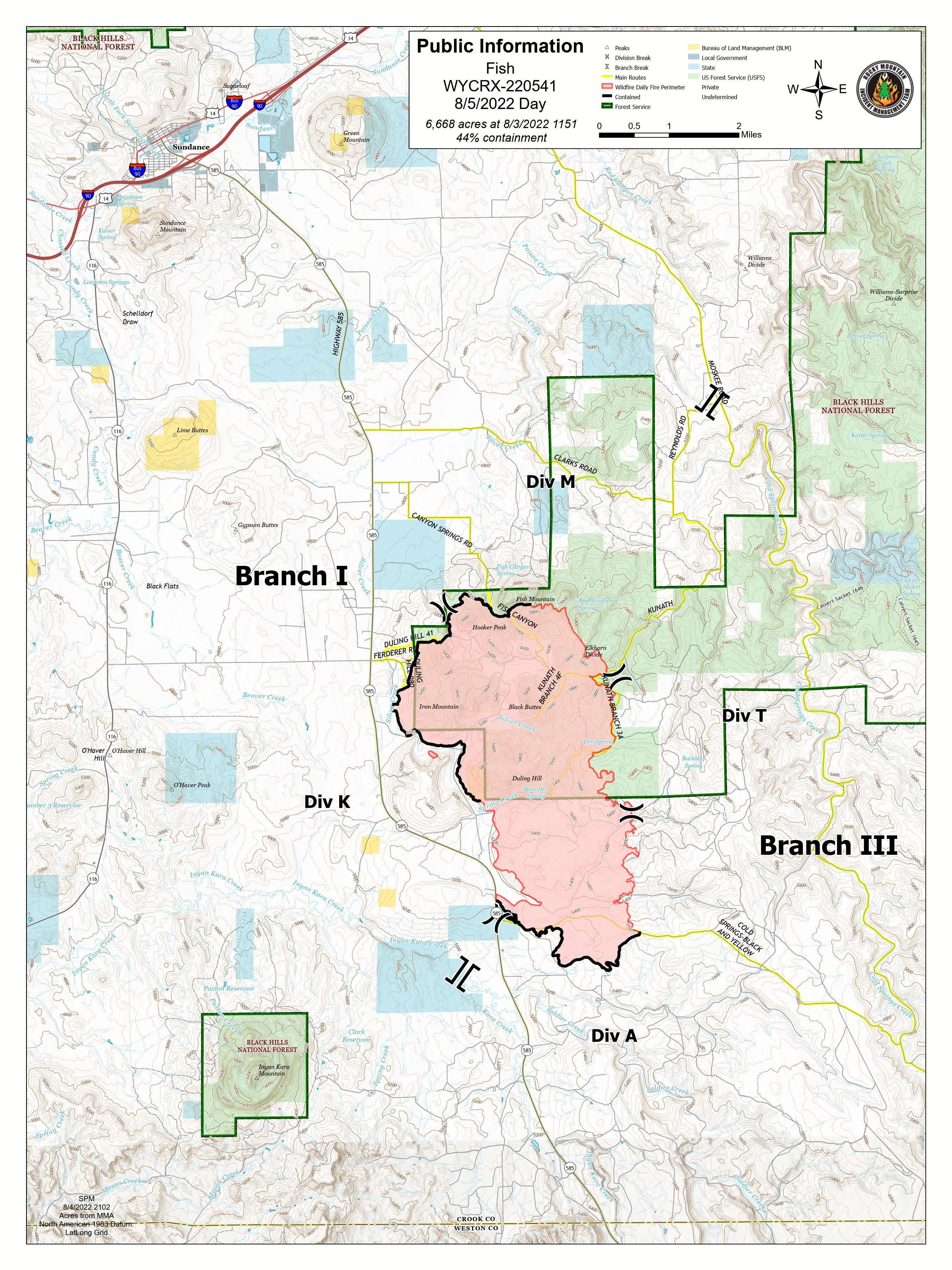 Fish Fire map, Friday, August 5