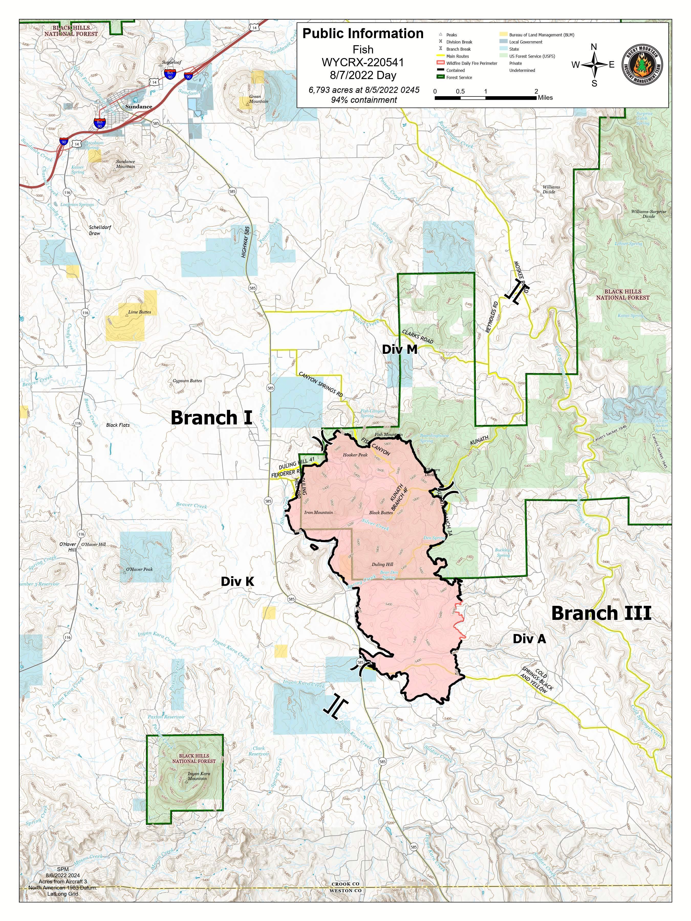 Fish Fire map, Sunday, August 7