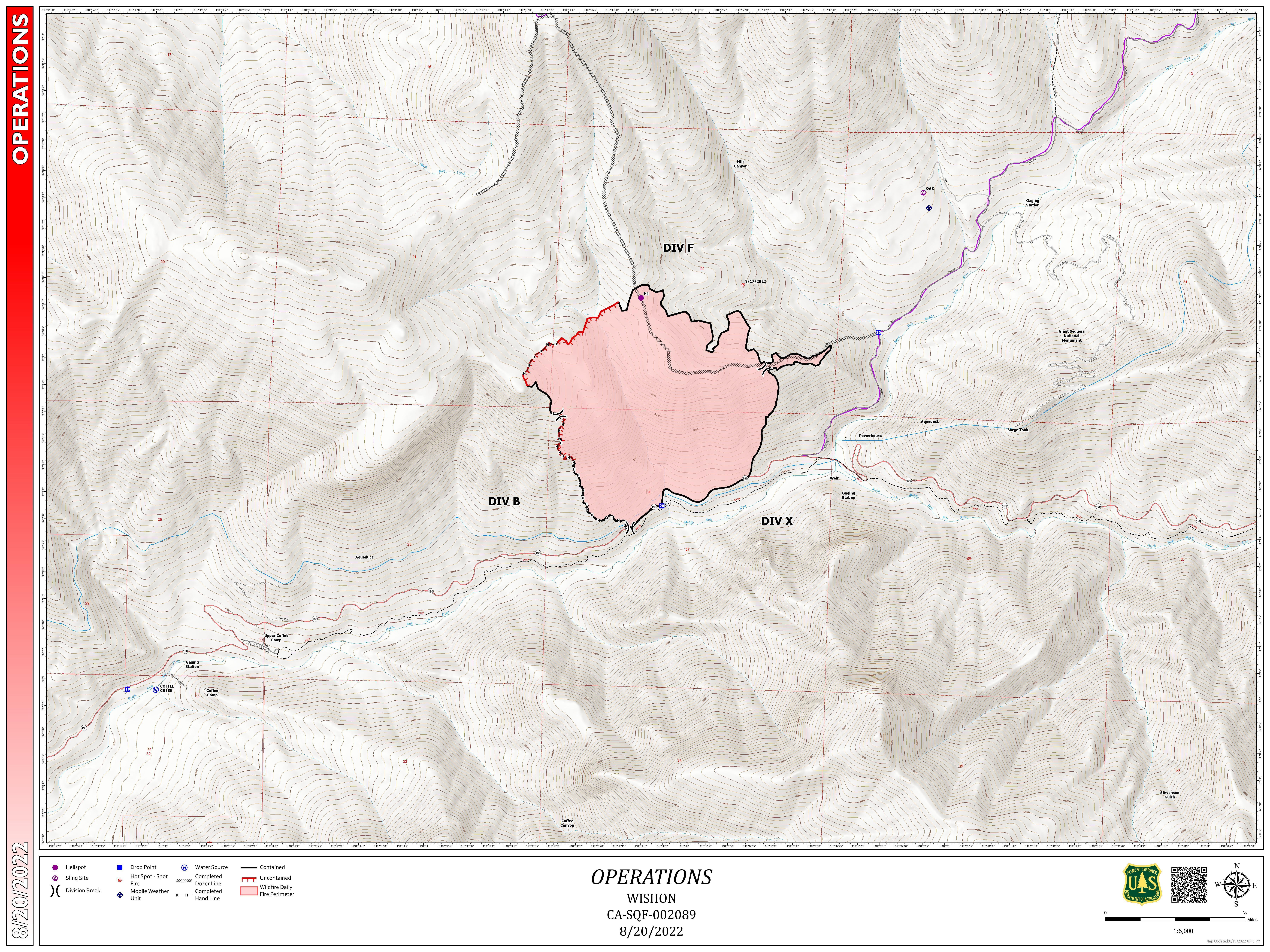 Wishon Fire Operations Map August 20, 2022