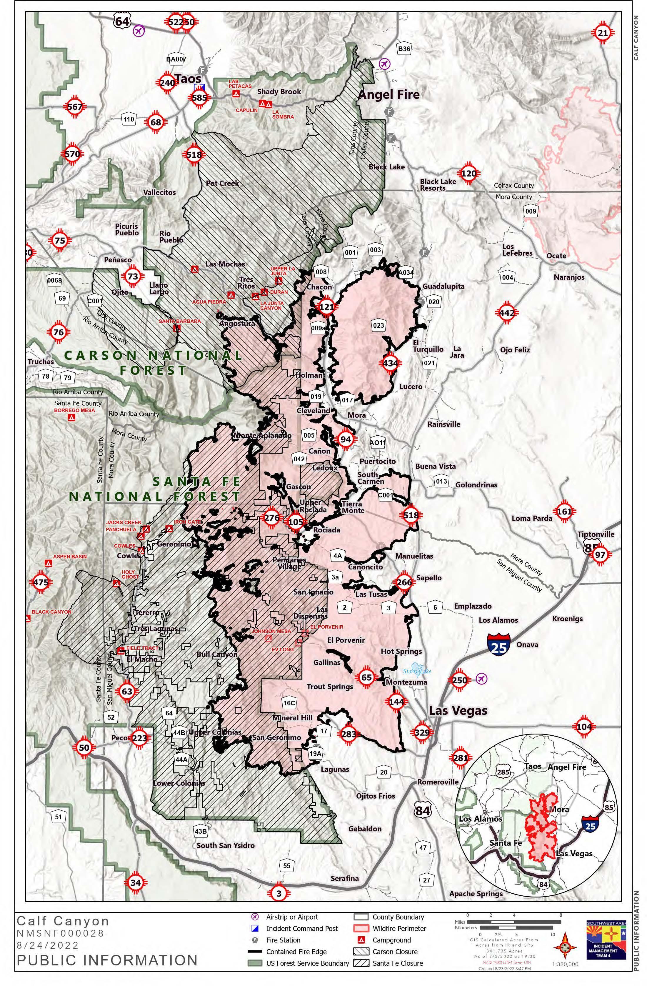 Calf Canyon Hermits Peak - Map August 24