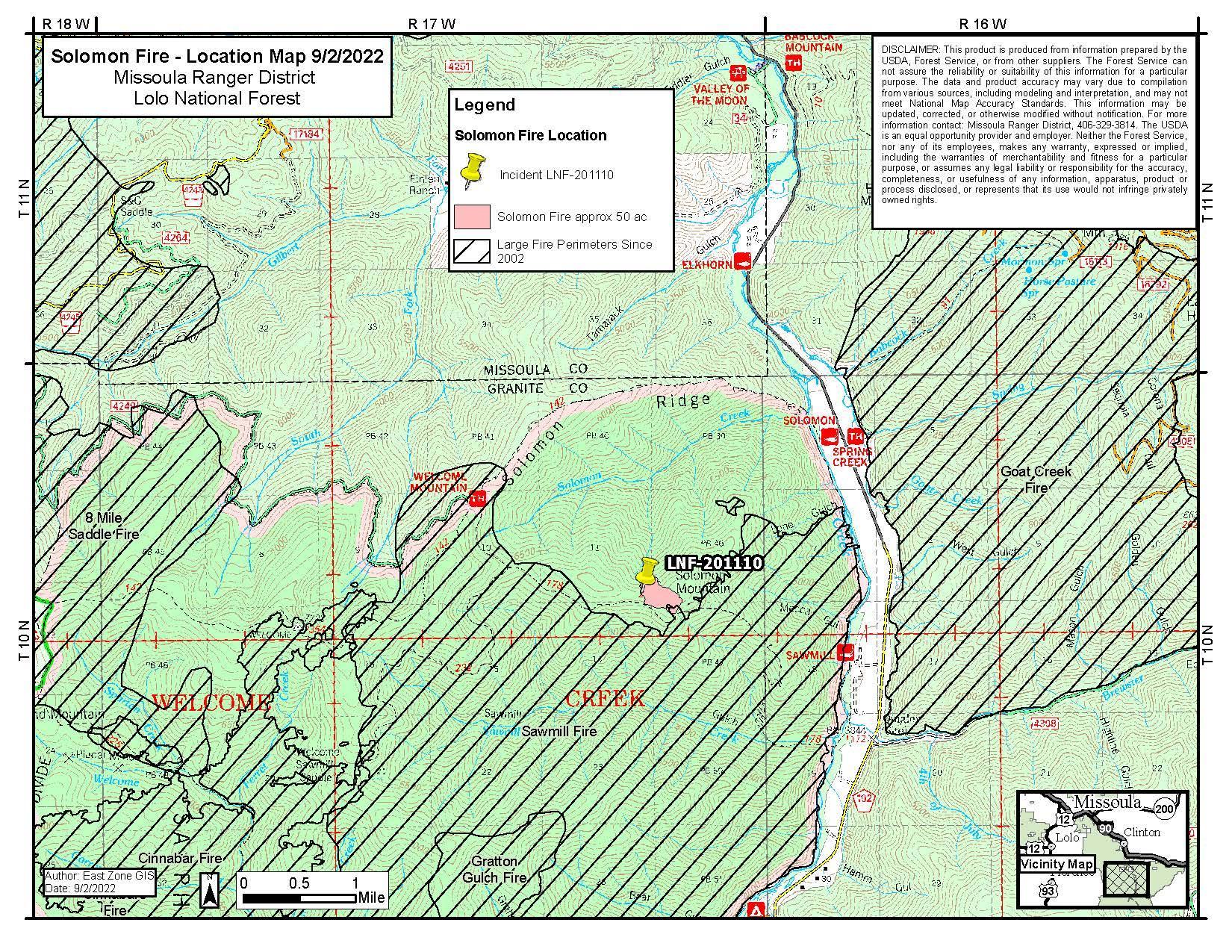 Solomon Fire Trail Closure Map (9/3/22)