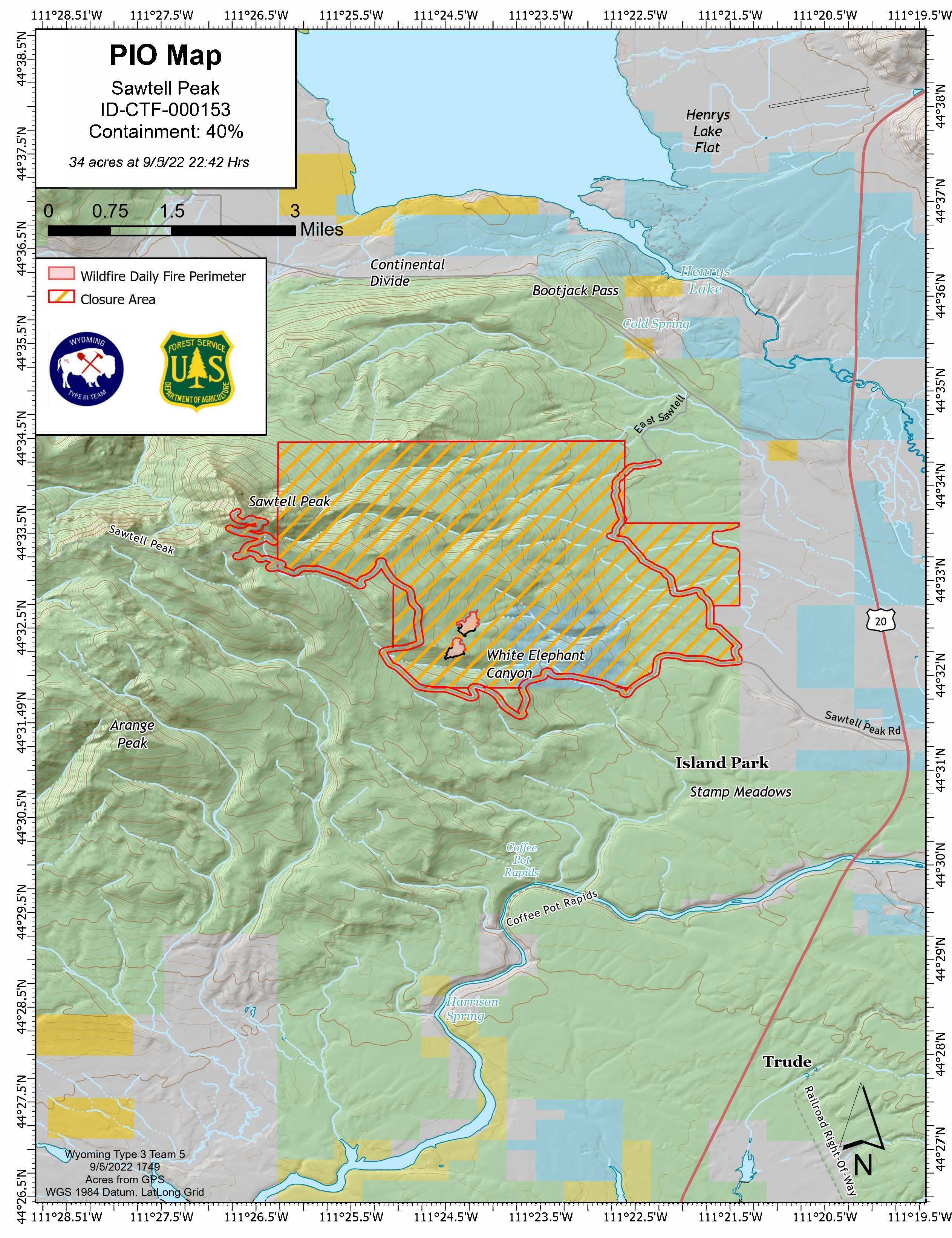Sawtell Peak Public Information Map 9.6.2022