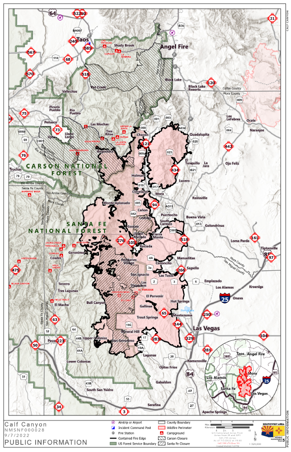 Calf Canyon Hermits Peak Fire Map 09/07/2022