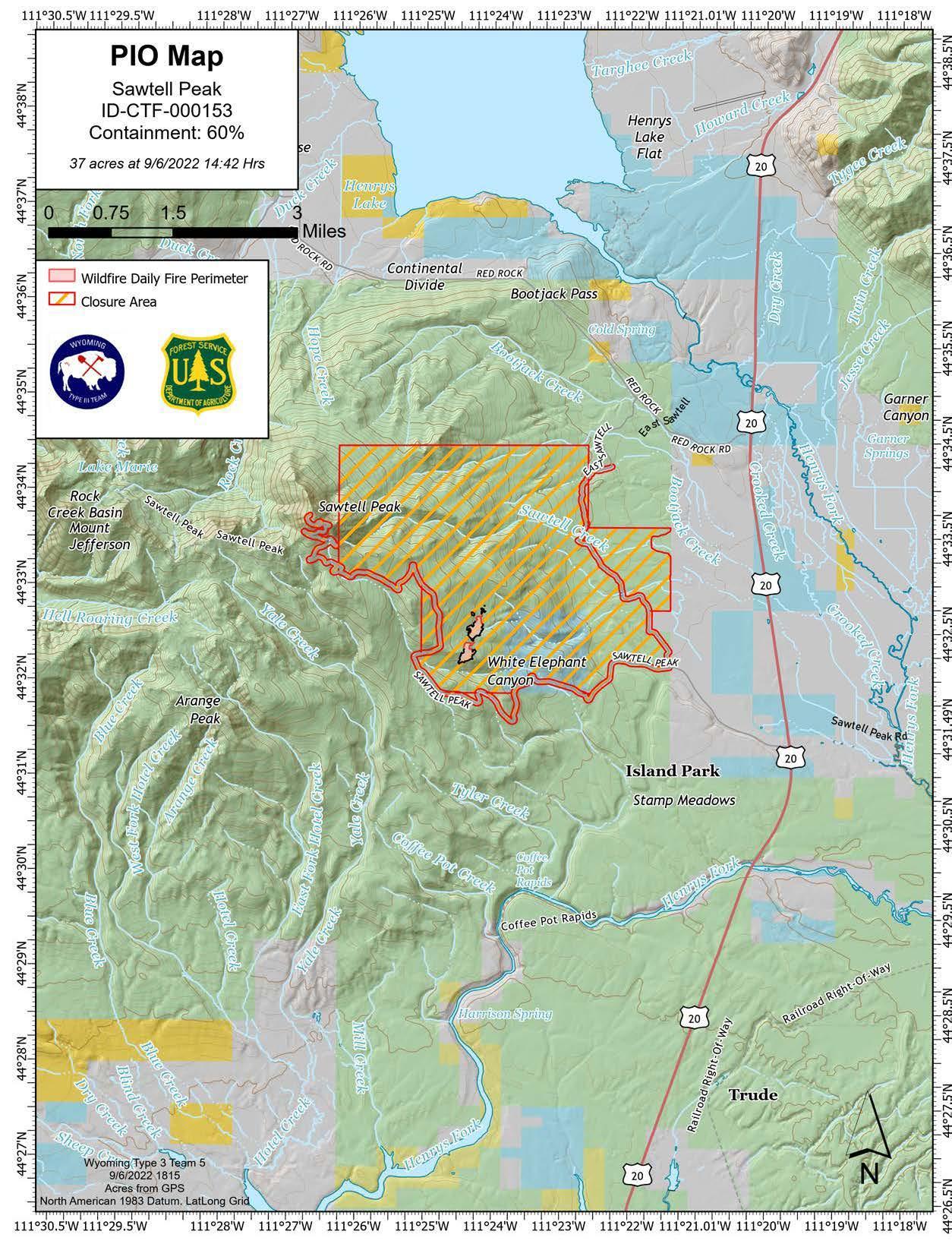 Sawtell Peak Public Information Map 9.7.2022