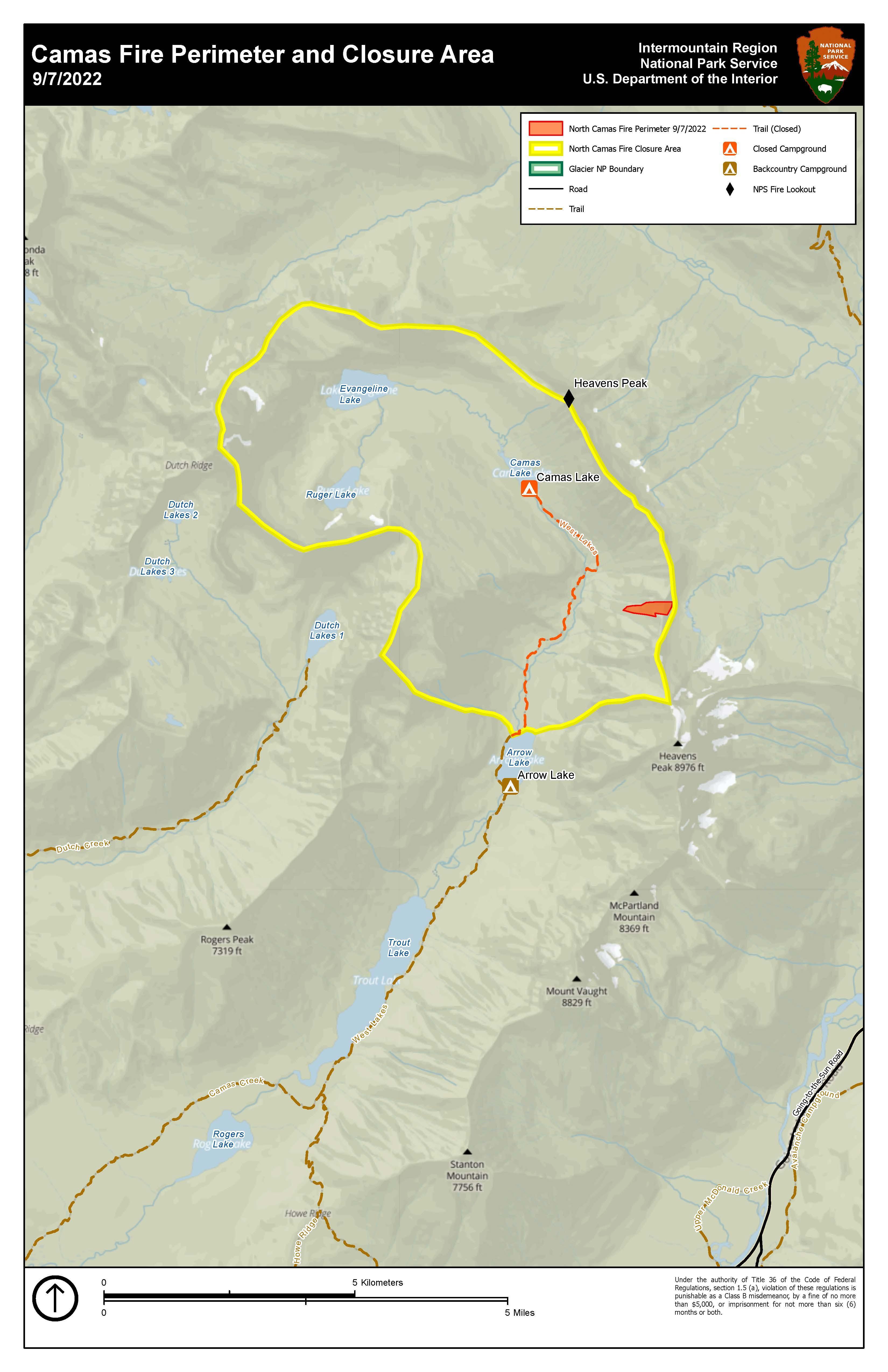 North Camas Fire Perimeter Map Sept 7