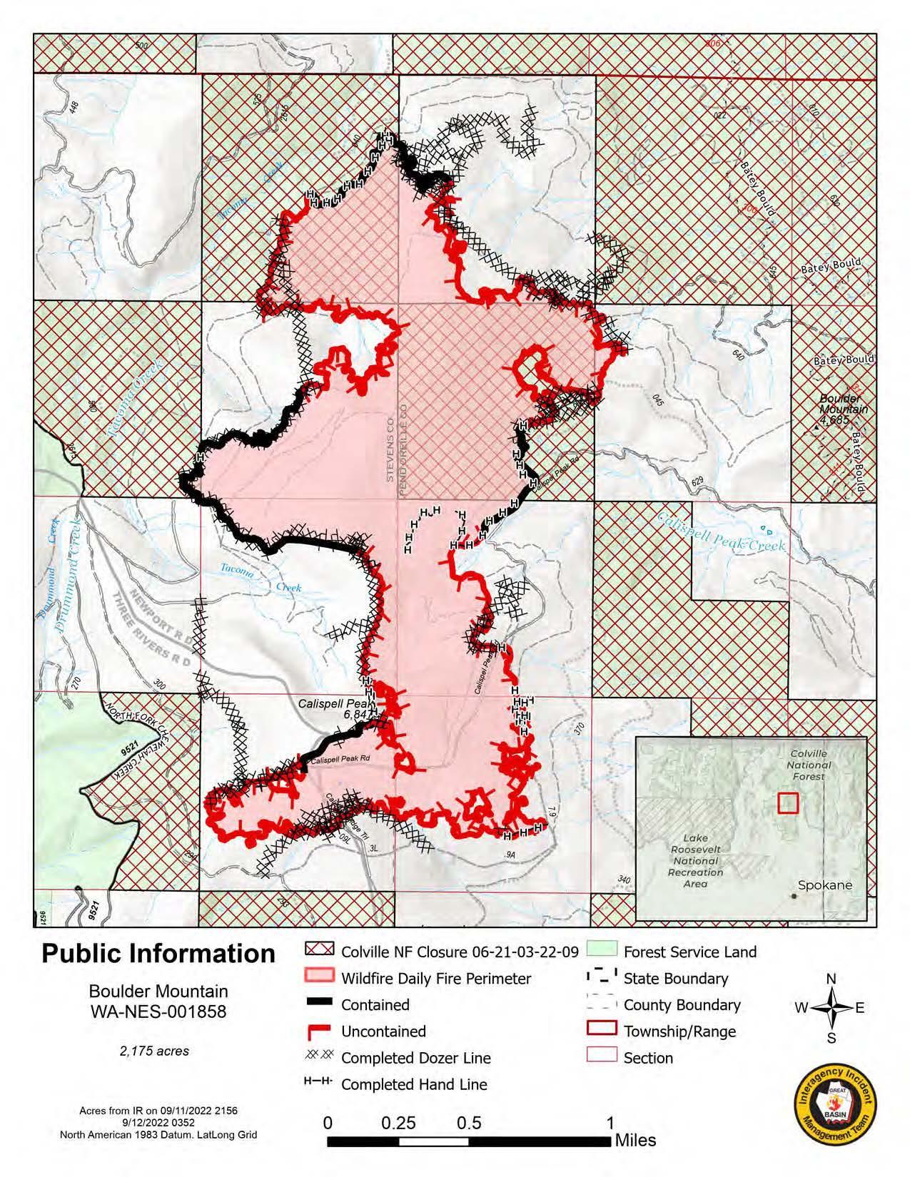Boulder Mountain Fire Map September 12