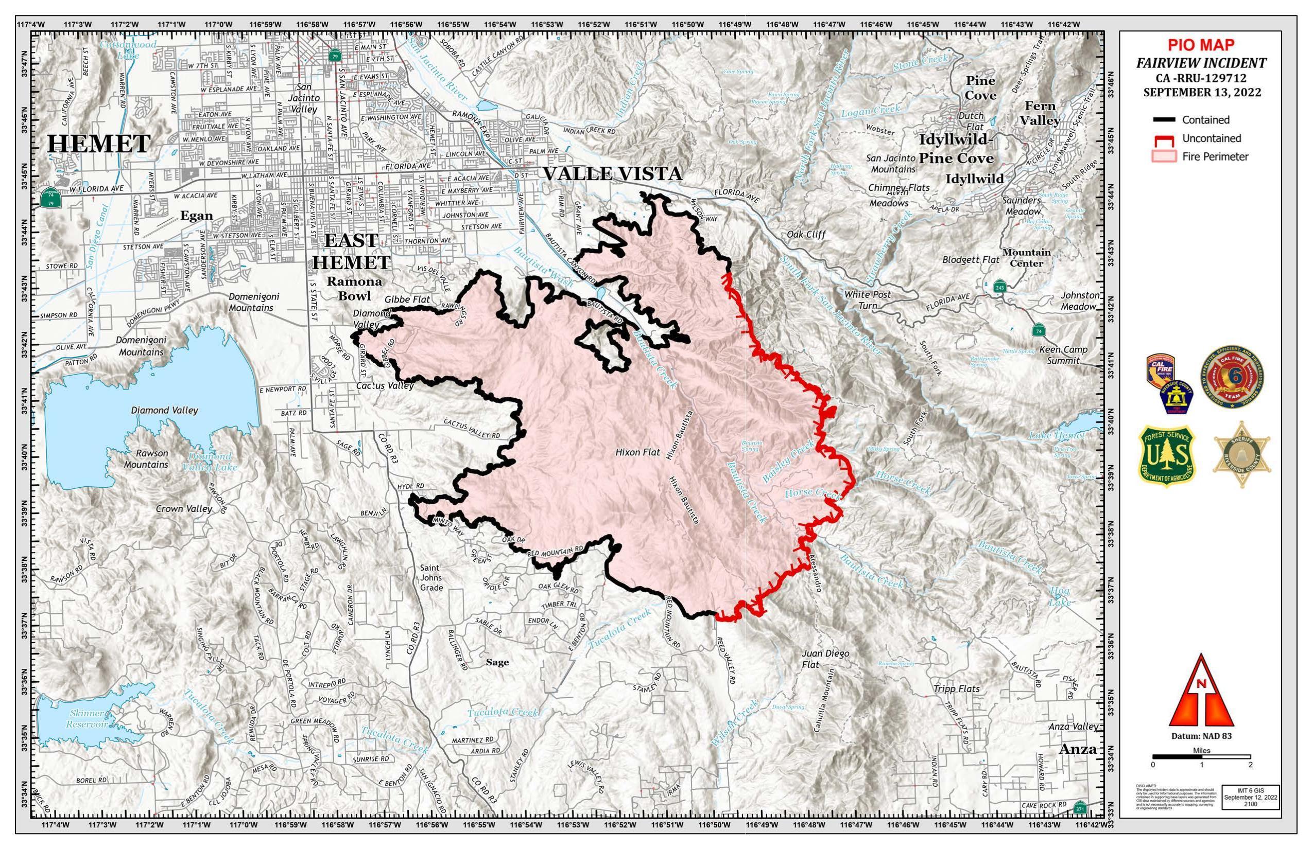 Fairview Fire Public Info Map Sept 13, 2022