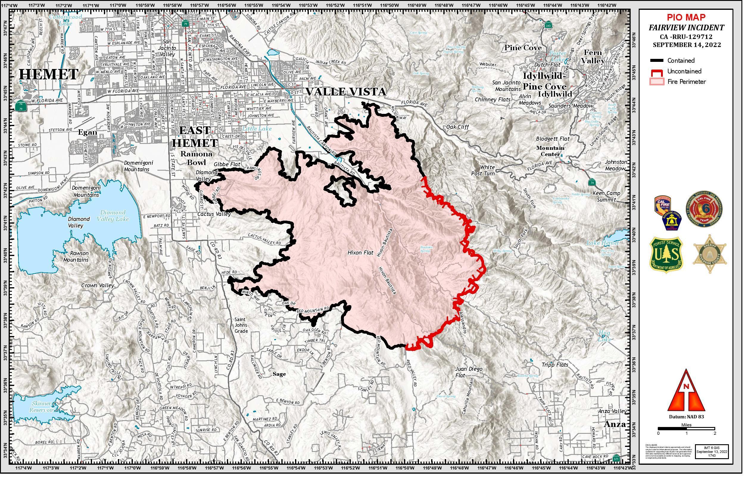 Washburn Fire Public Info Map, Sept 14, 2022