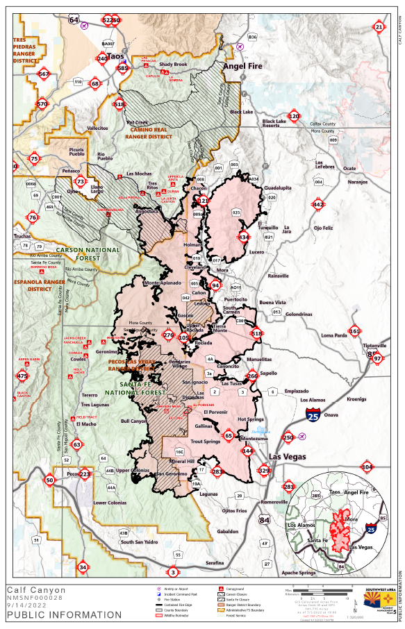Calf Canyon Hermits Peak Fire Map 09/14/2022
