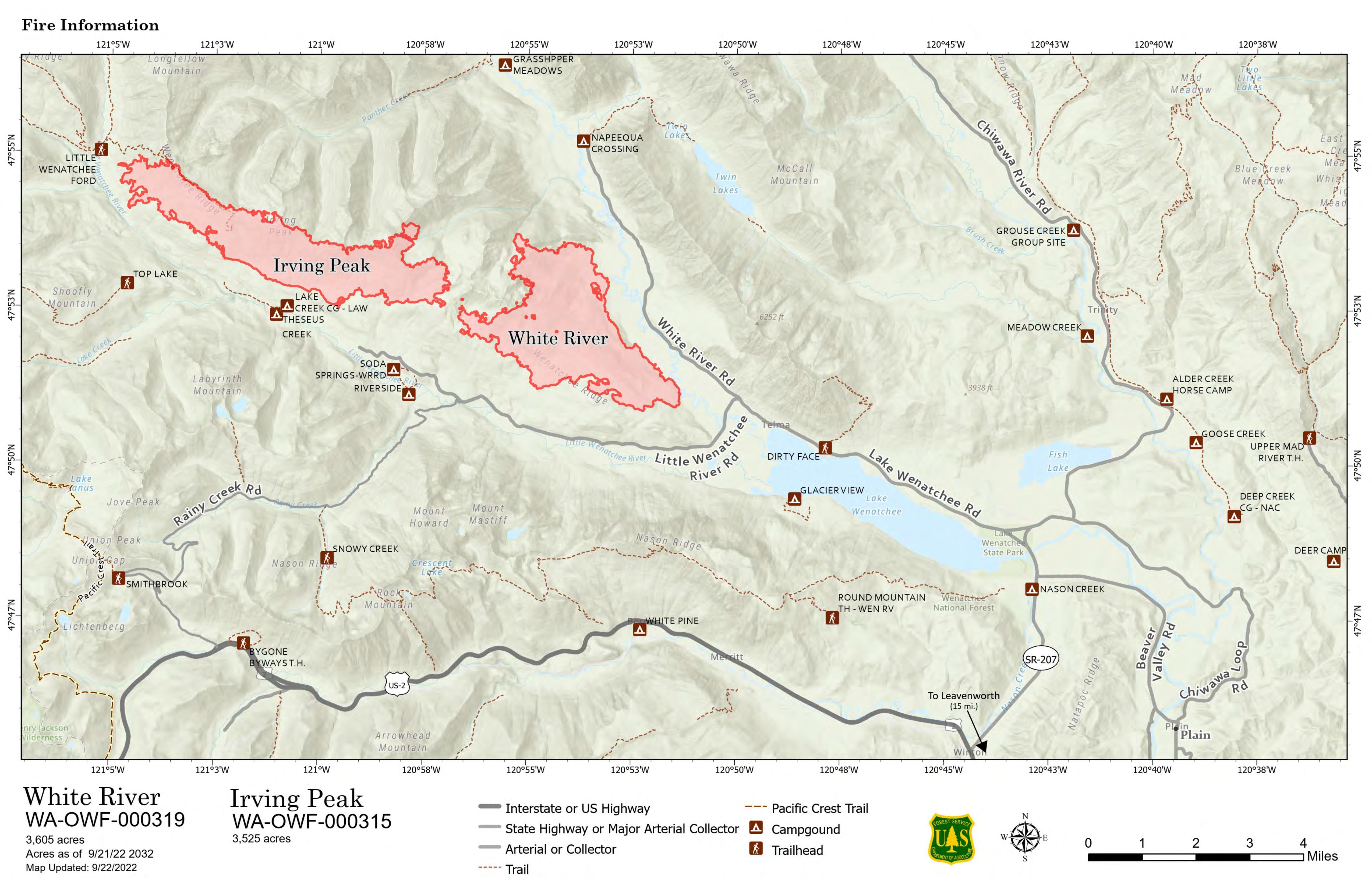 White River & Irving Peak Fire Map Sept 22