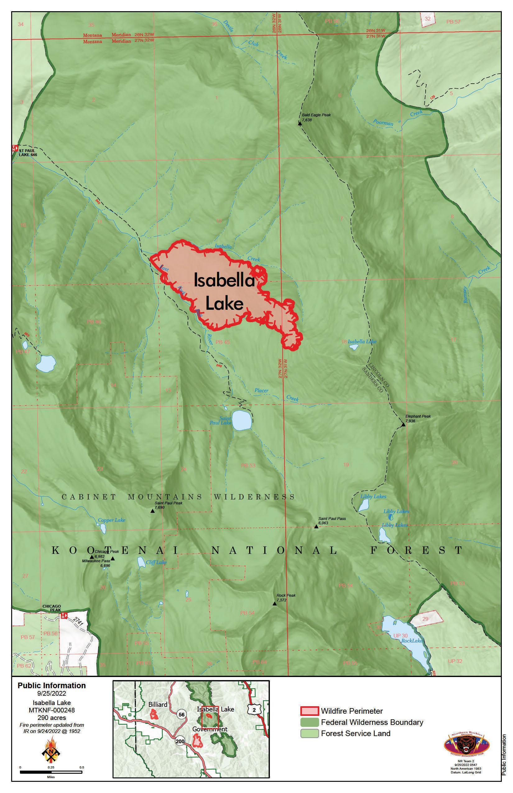 Isabella Lake Fire Map 09.25.2022