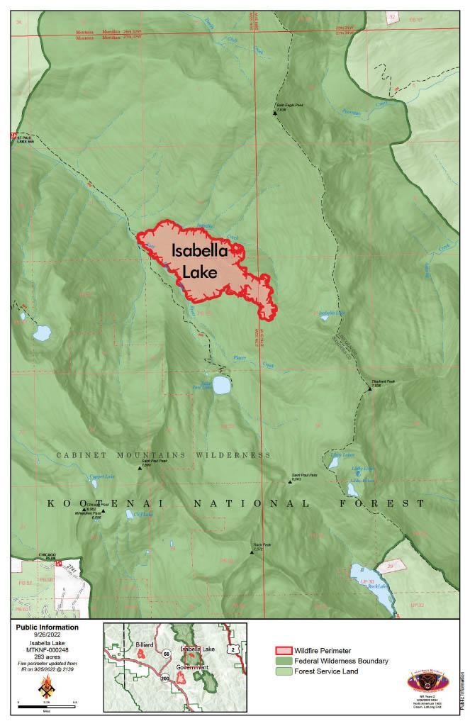 Isabella Lake Fire Map 09.26.2022