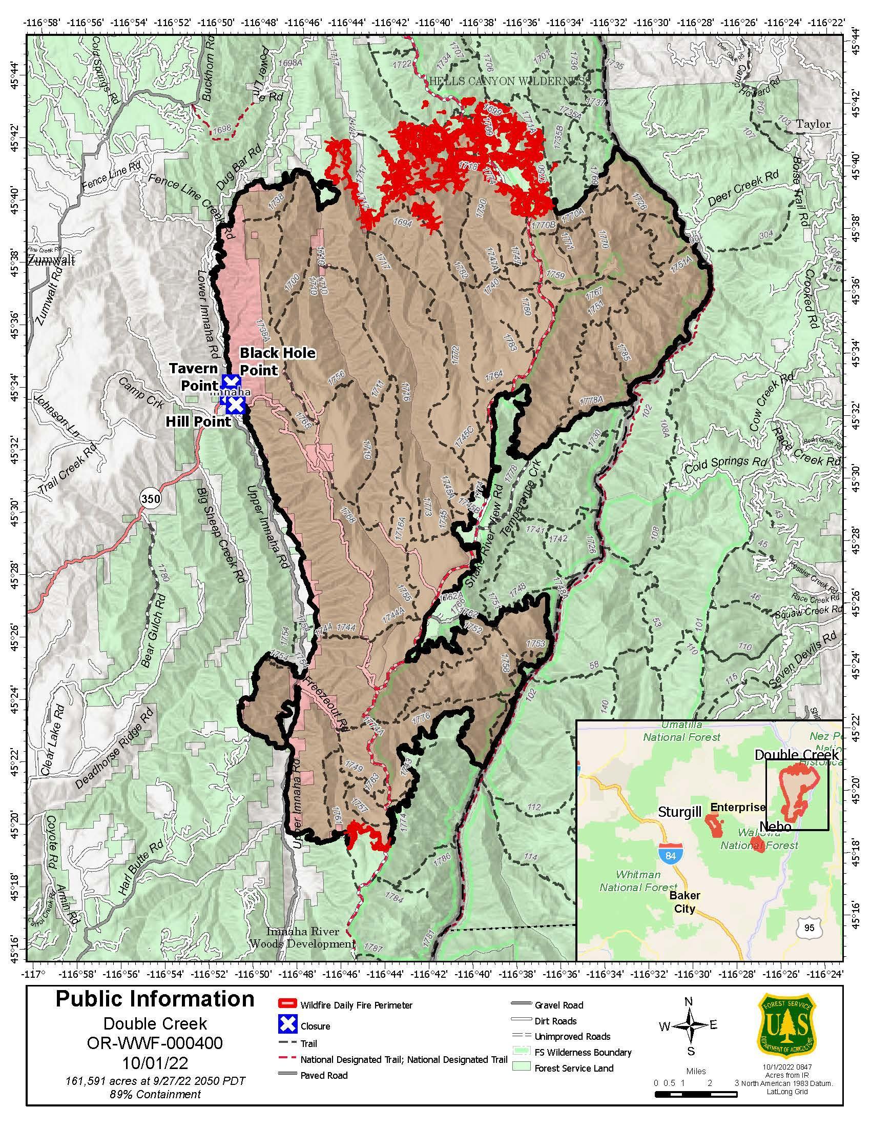  Double Creek Fire Map - 20221001