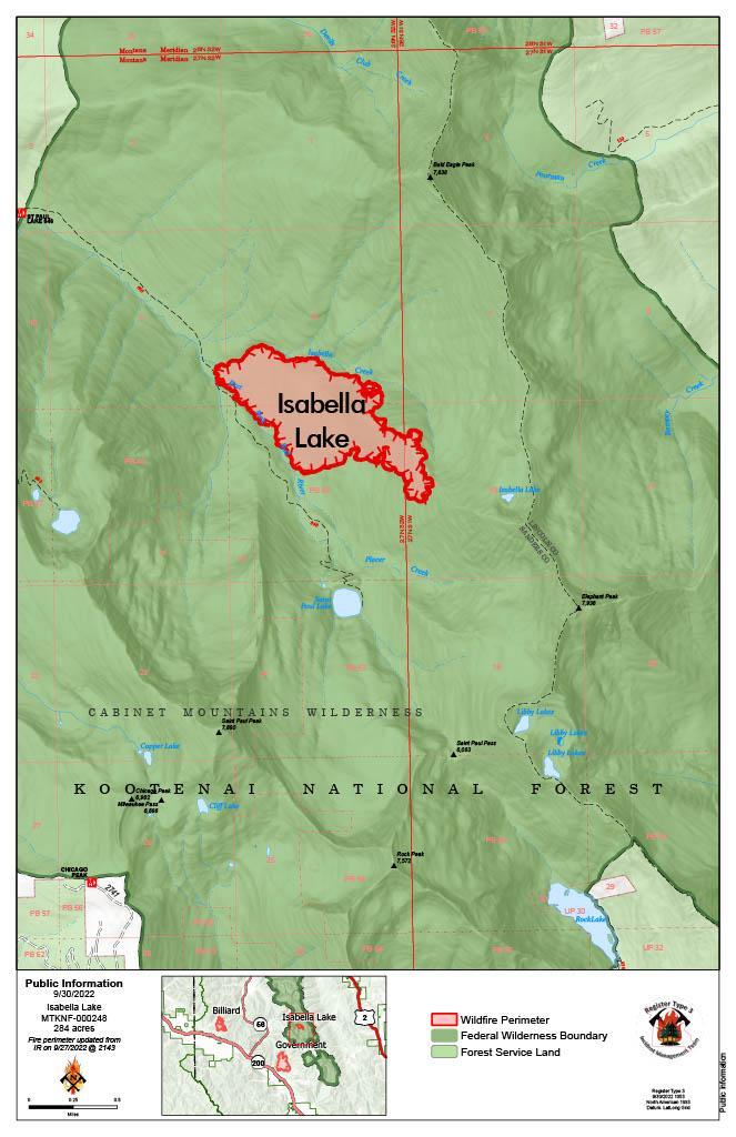 Isabella Lake Fire Map 09.30.2022