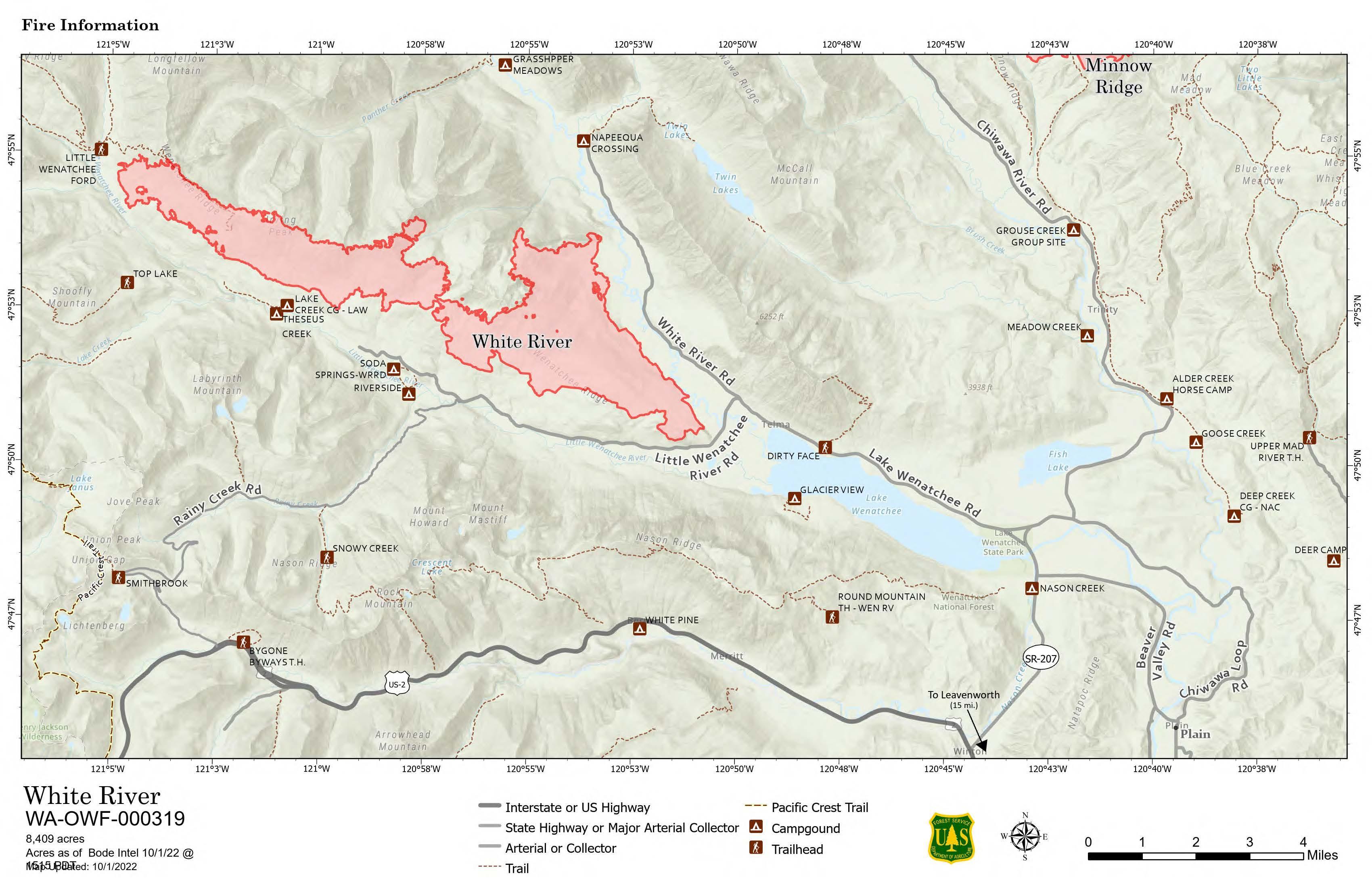 White River/Irving Peak Fires Map 10-1-2022