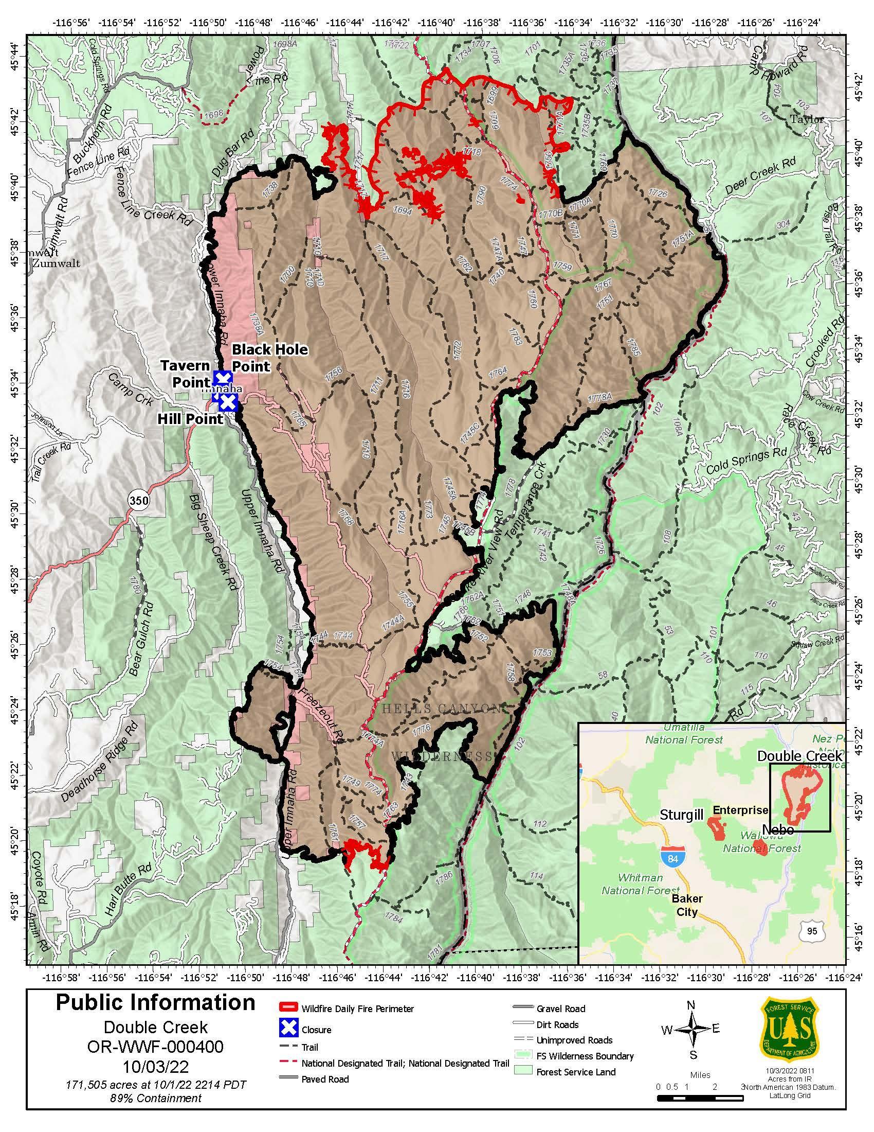 Double Creek Fire Map - 20221003