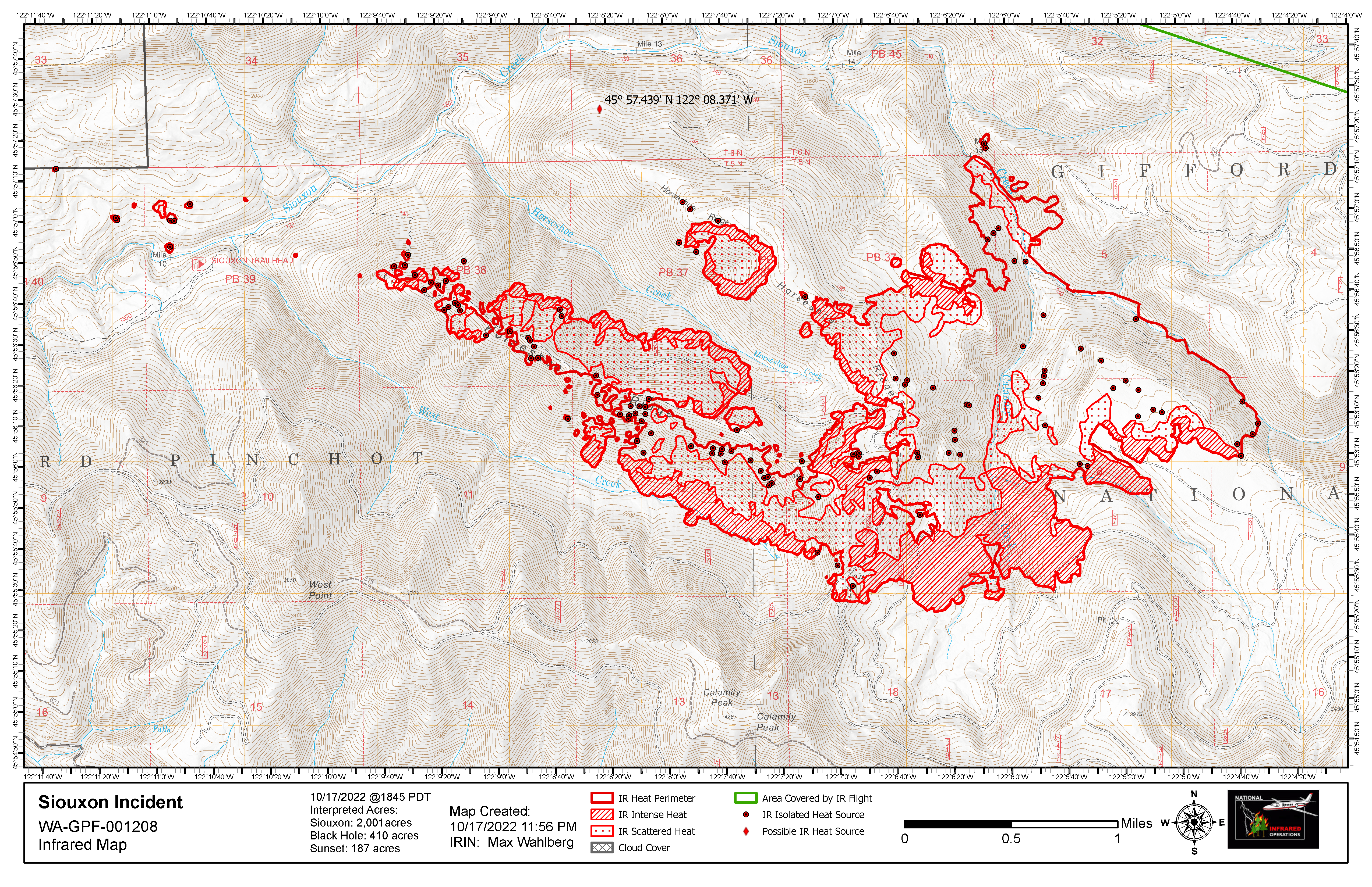 Siouxon Fire infrared map, October 18
