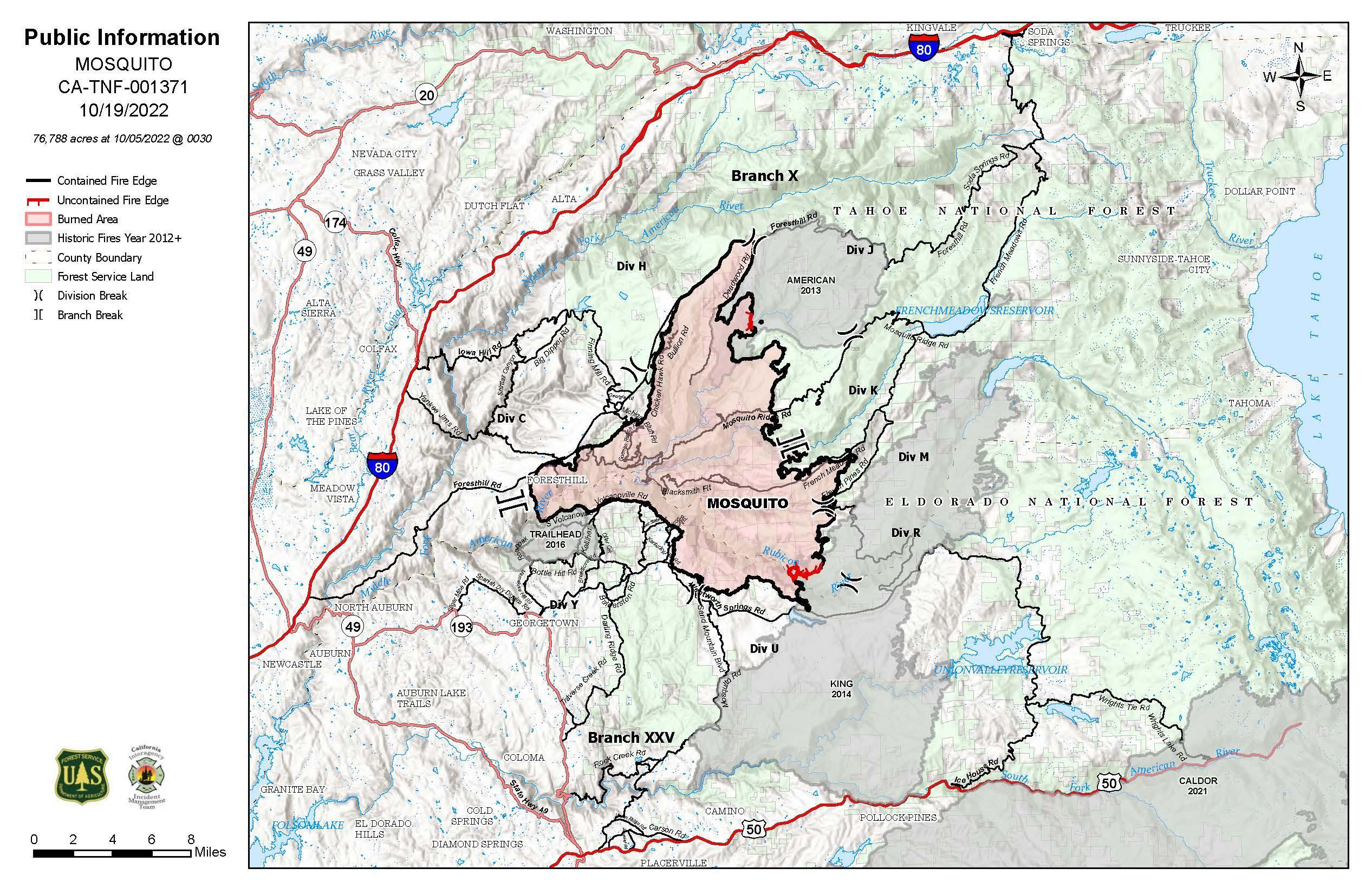 Mosquito Fire Public Information Map (10-19-2022) 