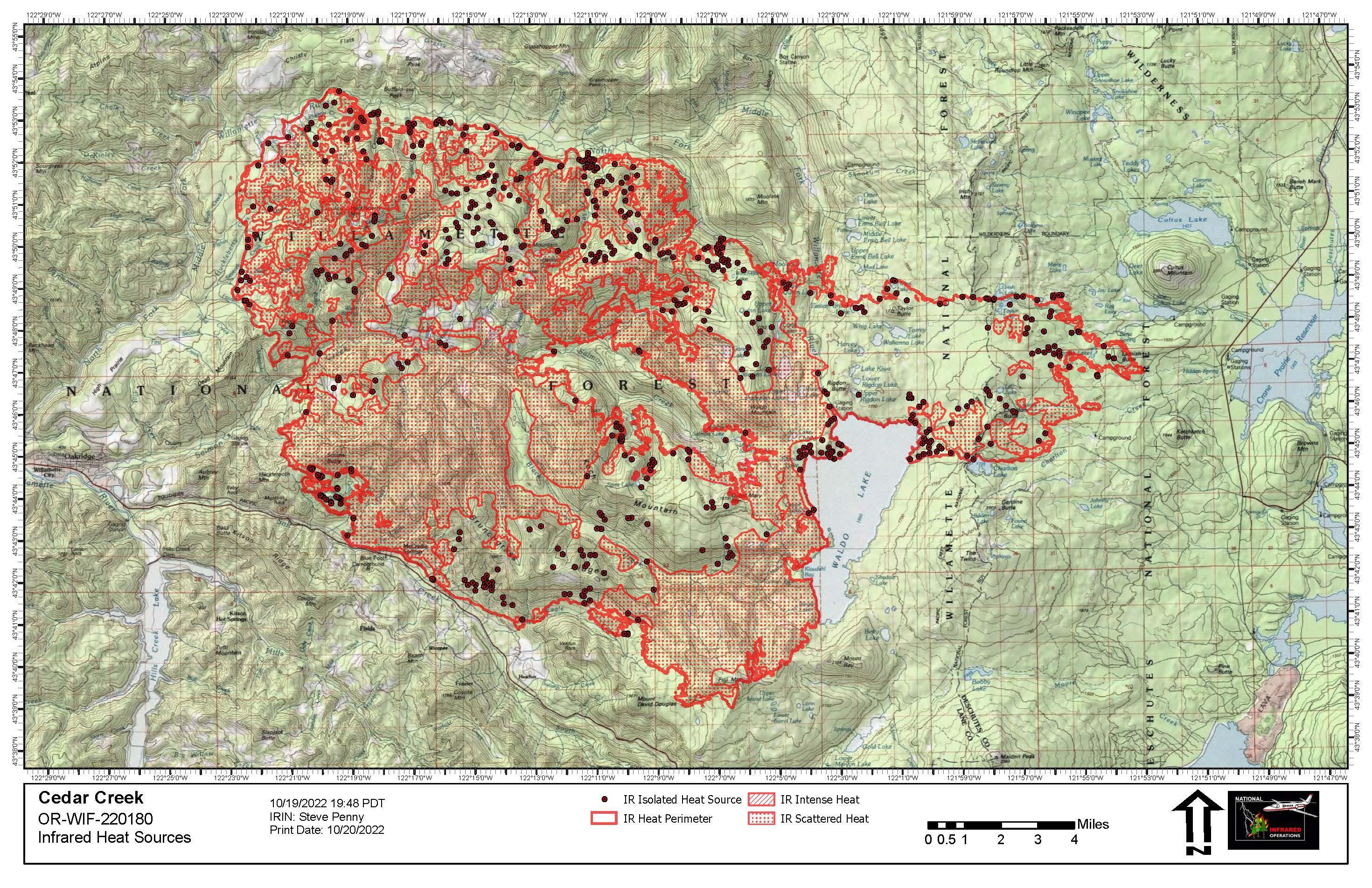 Cedar Creek Fire IR Map October 20, 2022