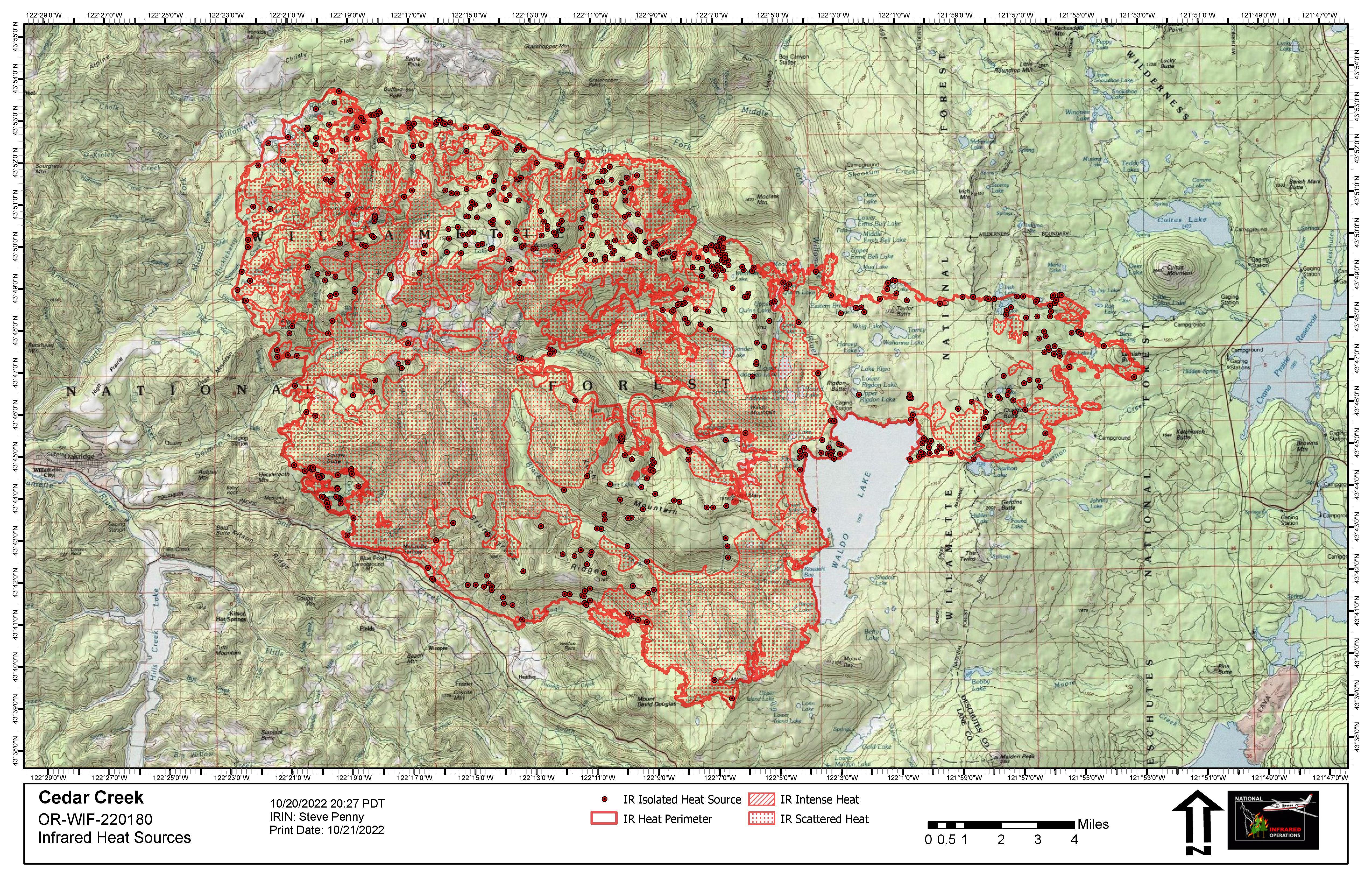 Cedar Creek Fire IR Map October 21, 2022