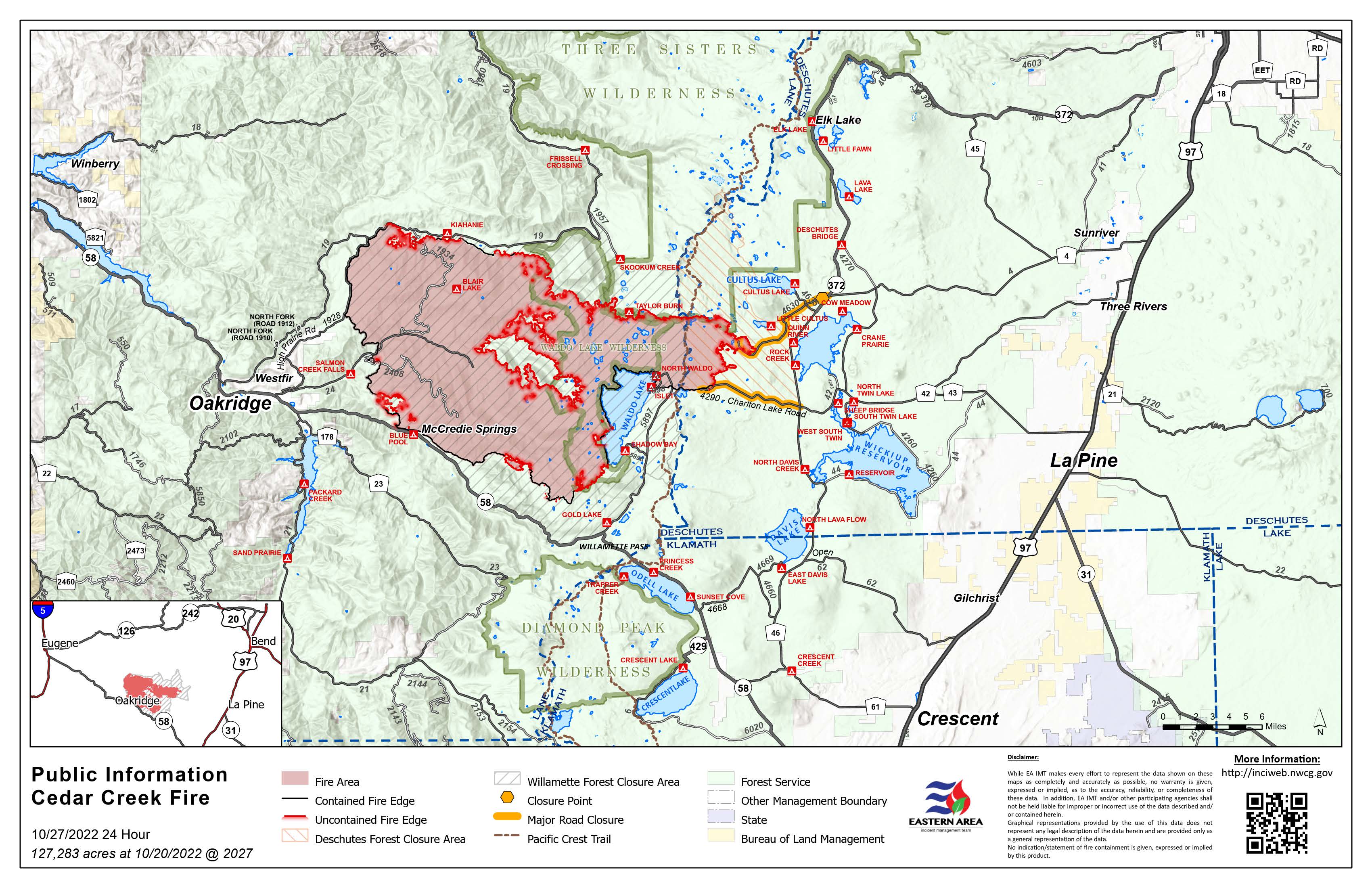 Cedar Creek Fire PIO Map - October 27, 2022