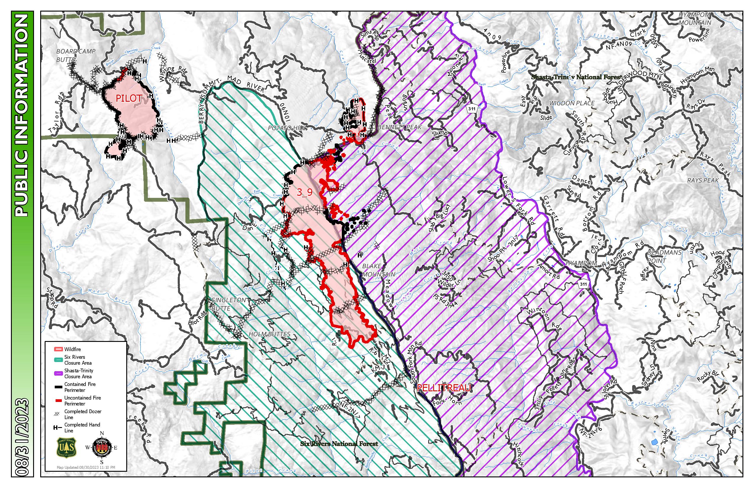 




South Fork Complex Dail Map, August 31, 2023


