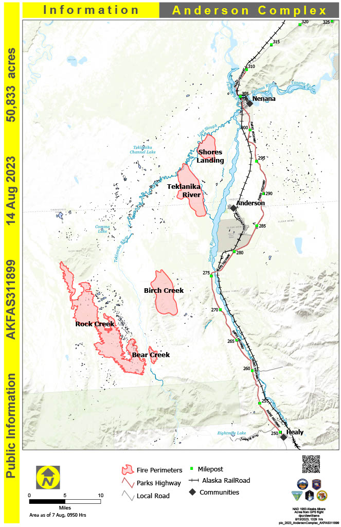 Anderson Complex Daily Public Information Map for August 14, 2023