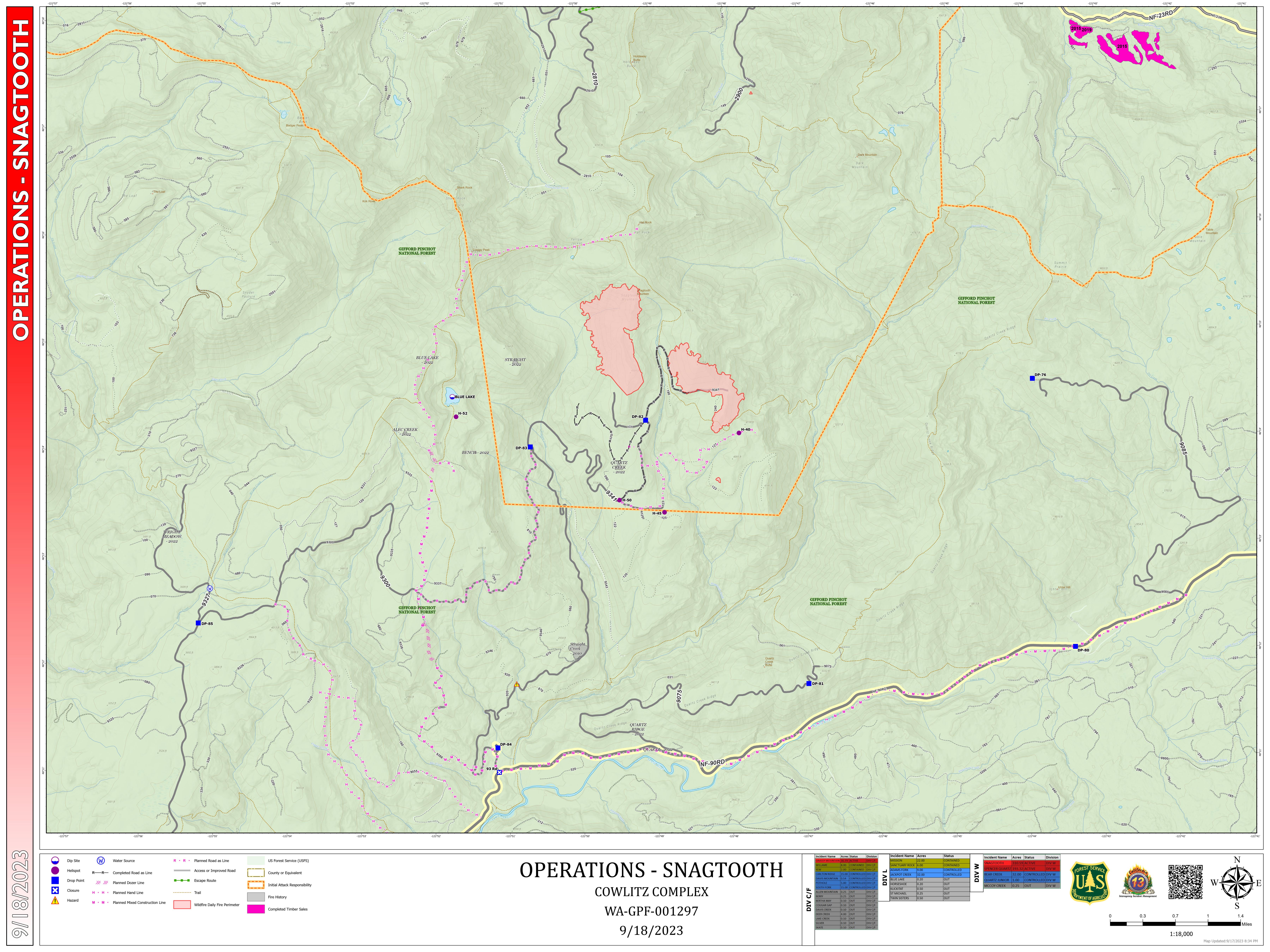 Snagtooth and Spencer Quartz Operations Map, September 18, 2023