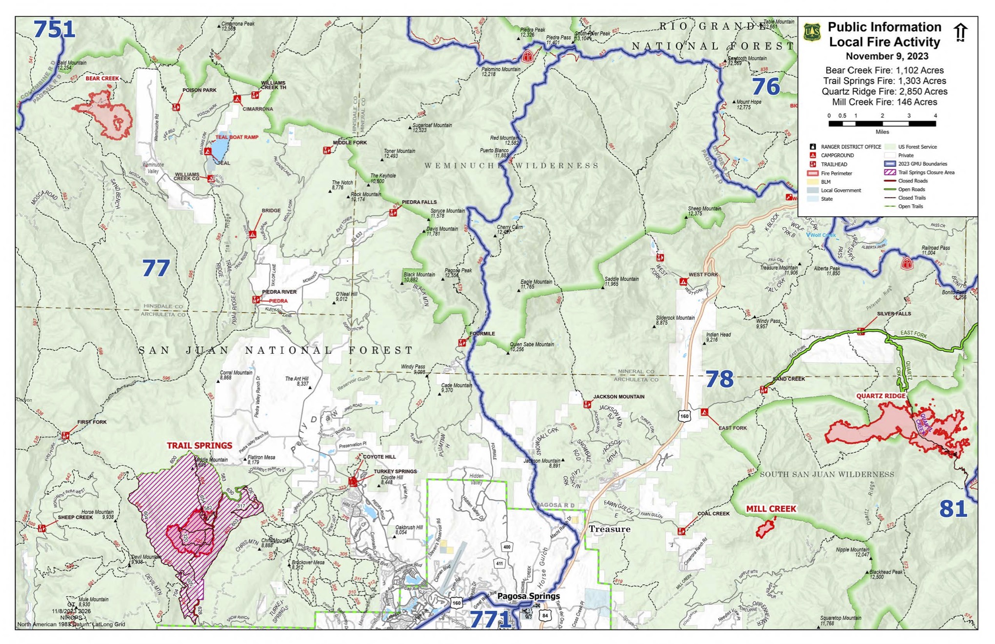 




Pagosa Ranger District Fires with Game Management Units and Forest Closures 11-9-23


