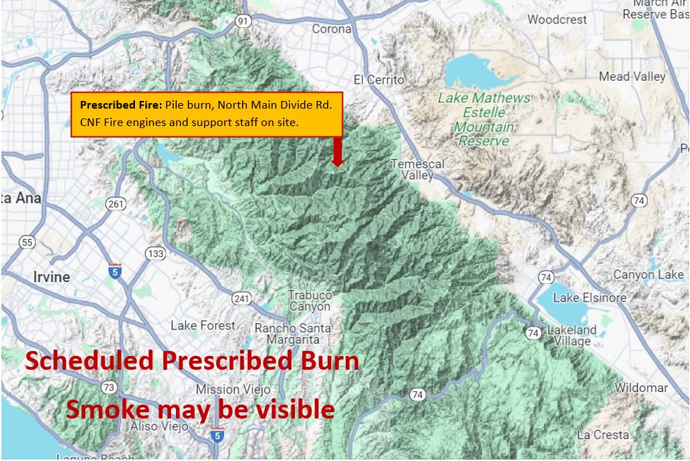 

						North Main Broadcast Burn - Trabuco Ranger District - Map
			