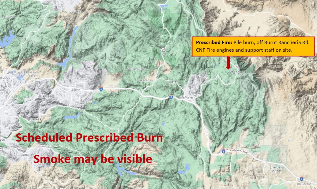 

						Mount Laguna Prescribed Burn Map - Descanso Ranger District 
			