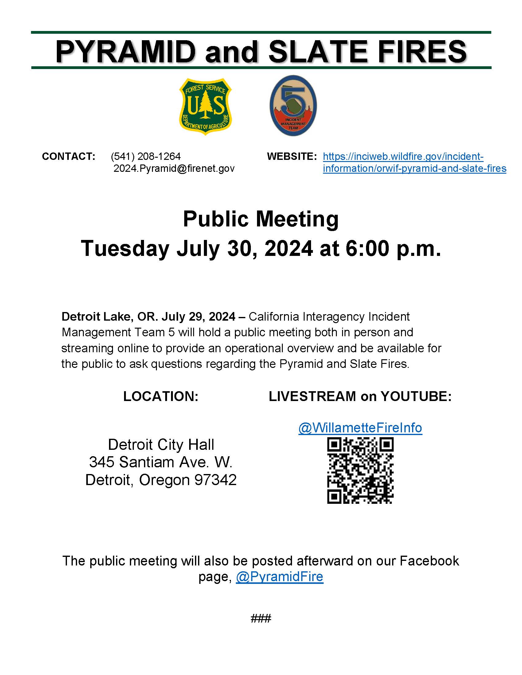 

						Pyramid and Slate Fire Community Meeting July 30,2024
			