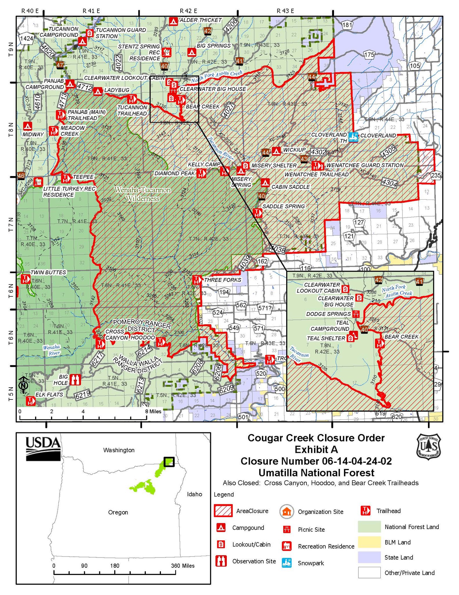 

						Cougar Creek Fire Umatilla National Forest Closure
			