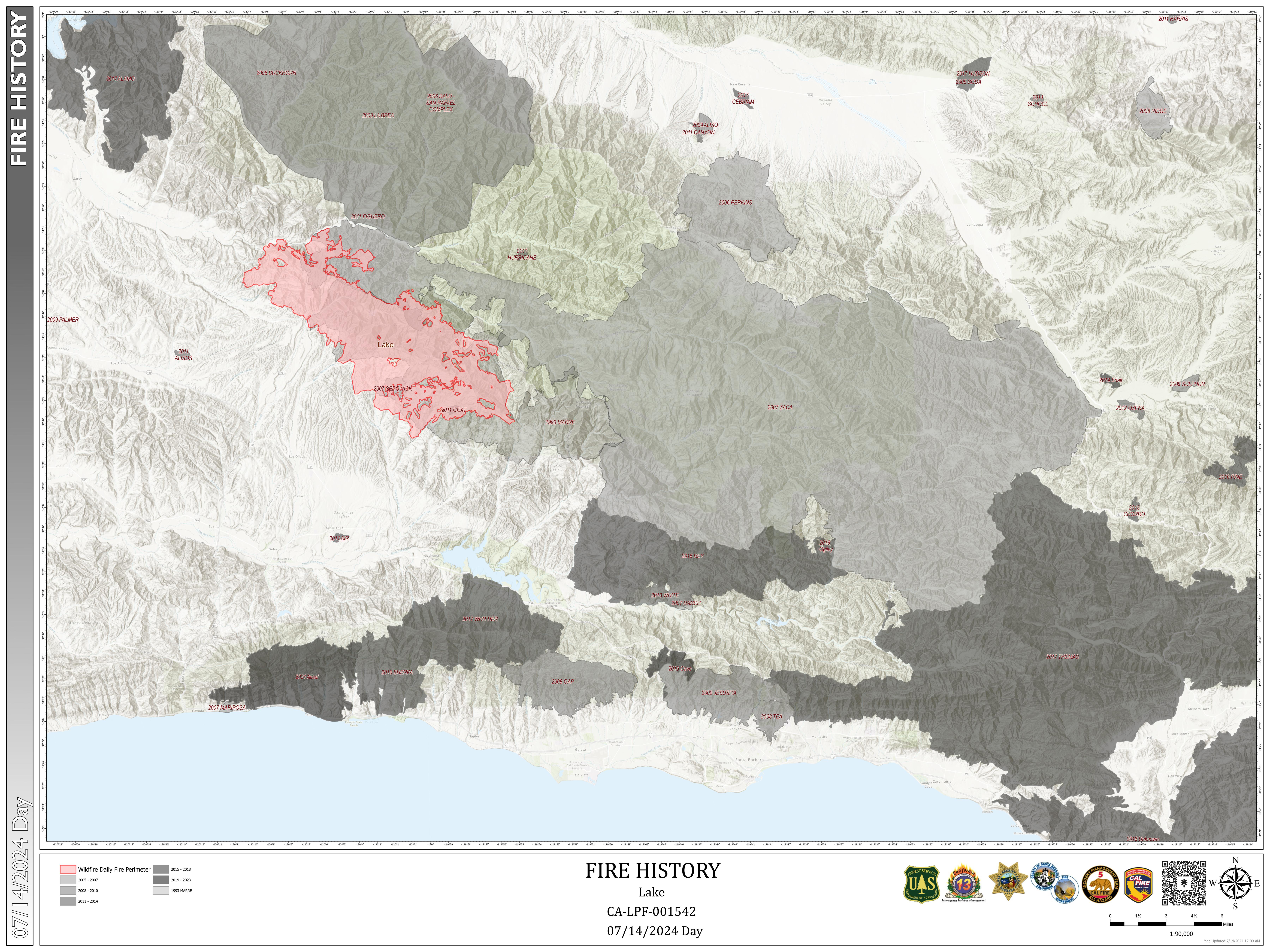 Lake Fire Area - Fire History Map