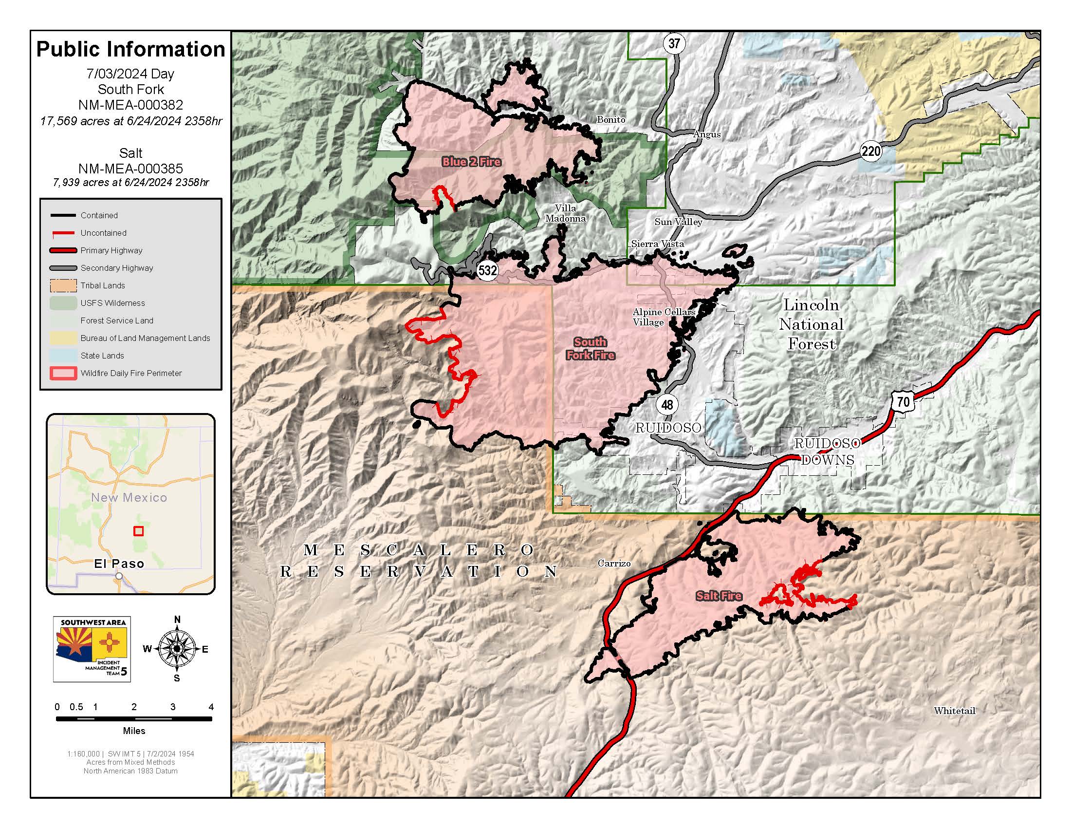 

						South Fork and Salt Fires PIO Map for July 3, 2024
			
