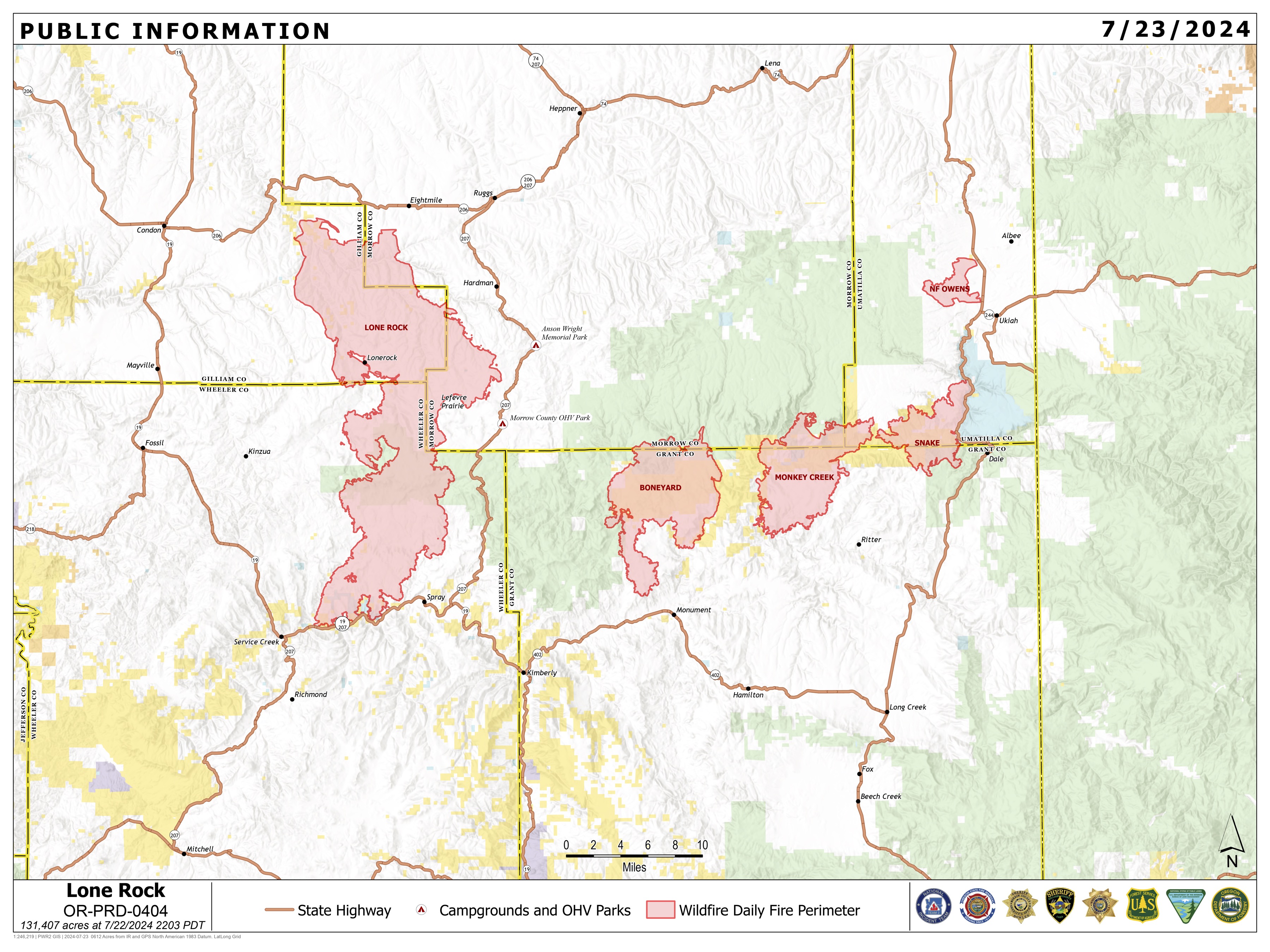 Lone Rock Fire Public Information Map 7-23-2024